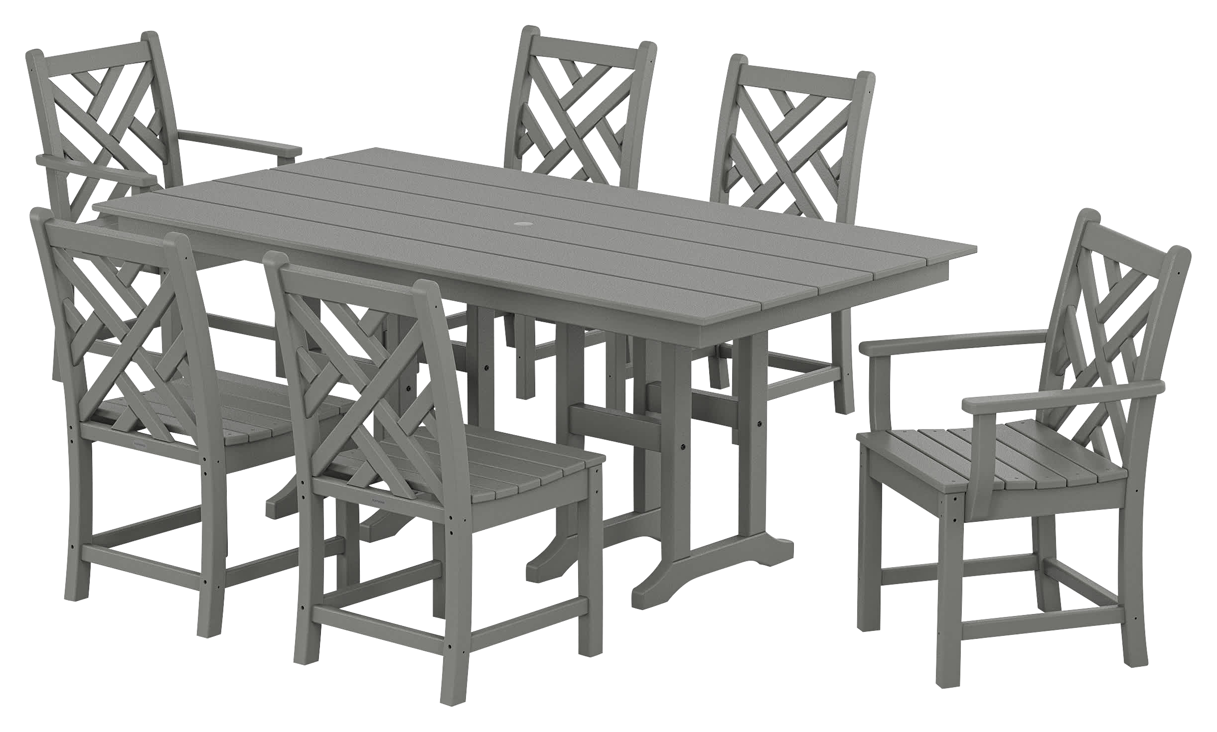 Image of POLYWOOD Chippendale 7-Piece Farmhouse Dining Set - Slate Grey