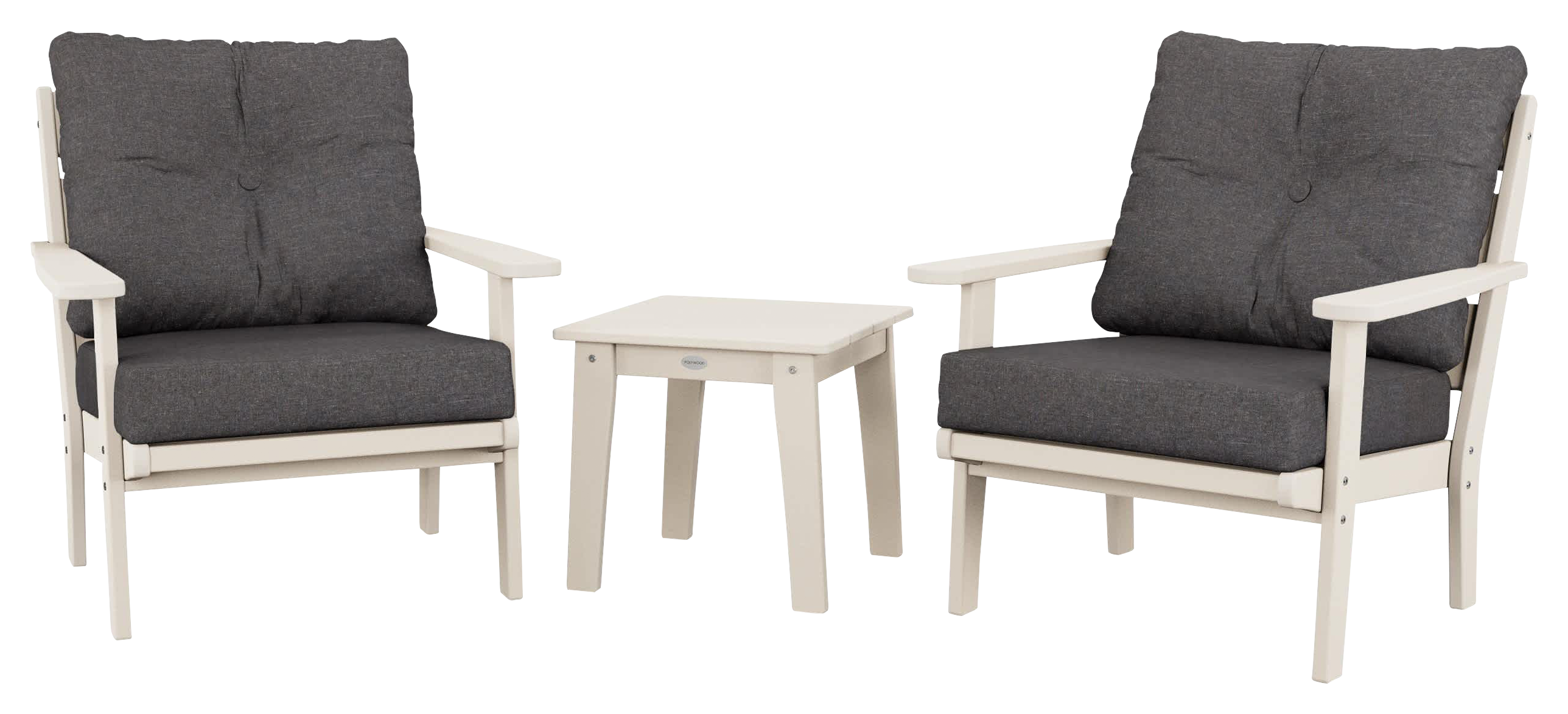 Image of POLYWOOD Lakeside 3-Piece Deep-Seating Chair Set - Sand/Ash Charcoal