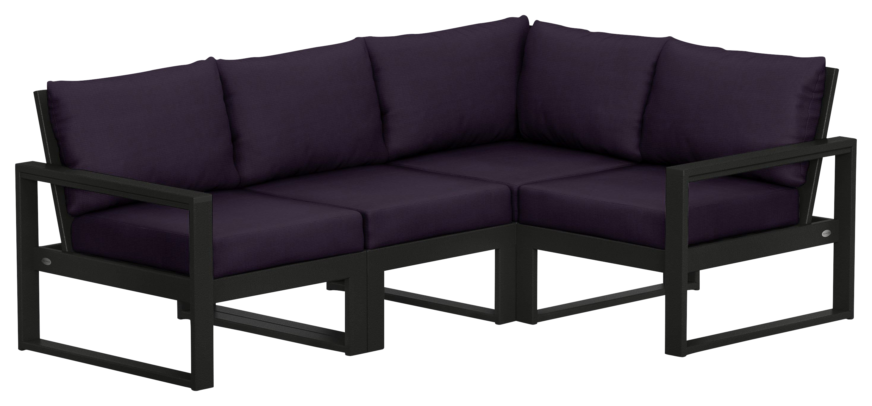 Image of POLYWOOD EDGE 4-Piece Modular Deep-Seating Set - Black/Navy