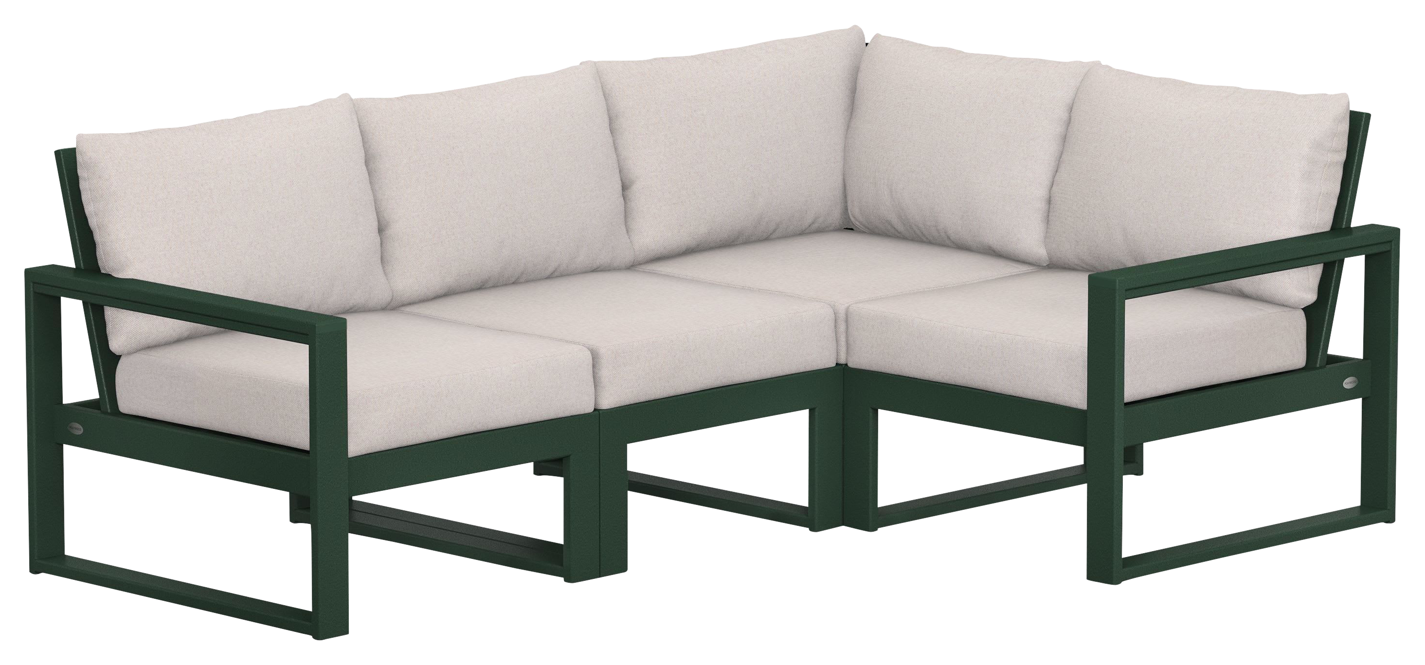 Image of POLYWOOD EDGE 4-Piece Modular Deep-Seating Set - Green/Dune