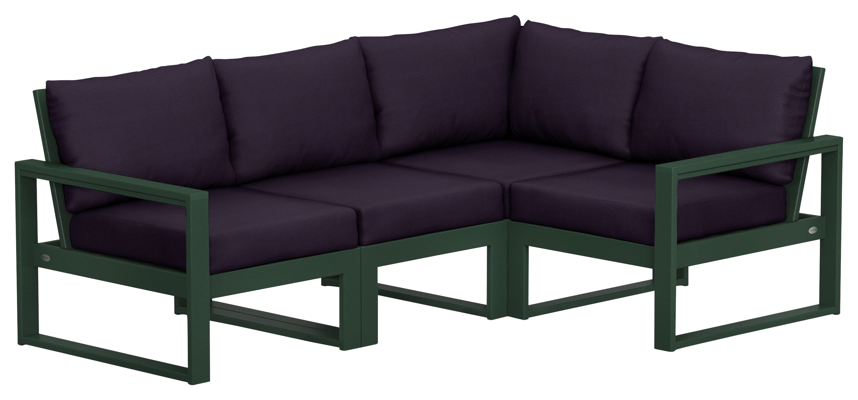 Image of POLYWOOD EDGE 4-Piece Modular Deep-Seating Set - Green/Navy
