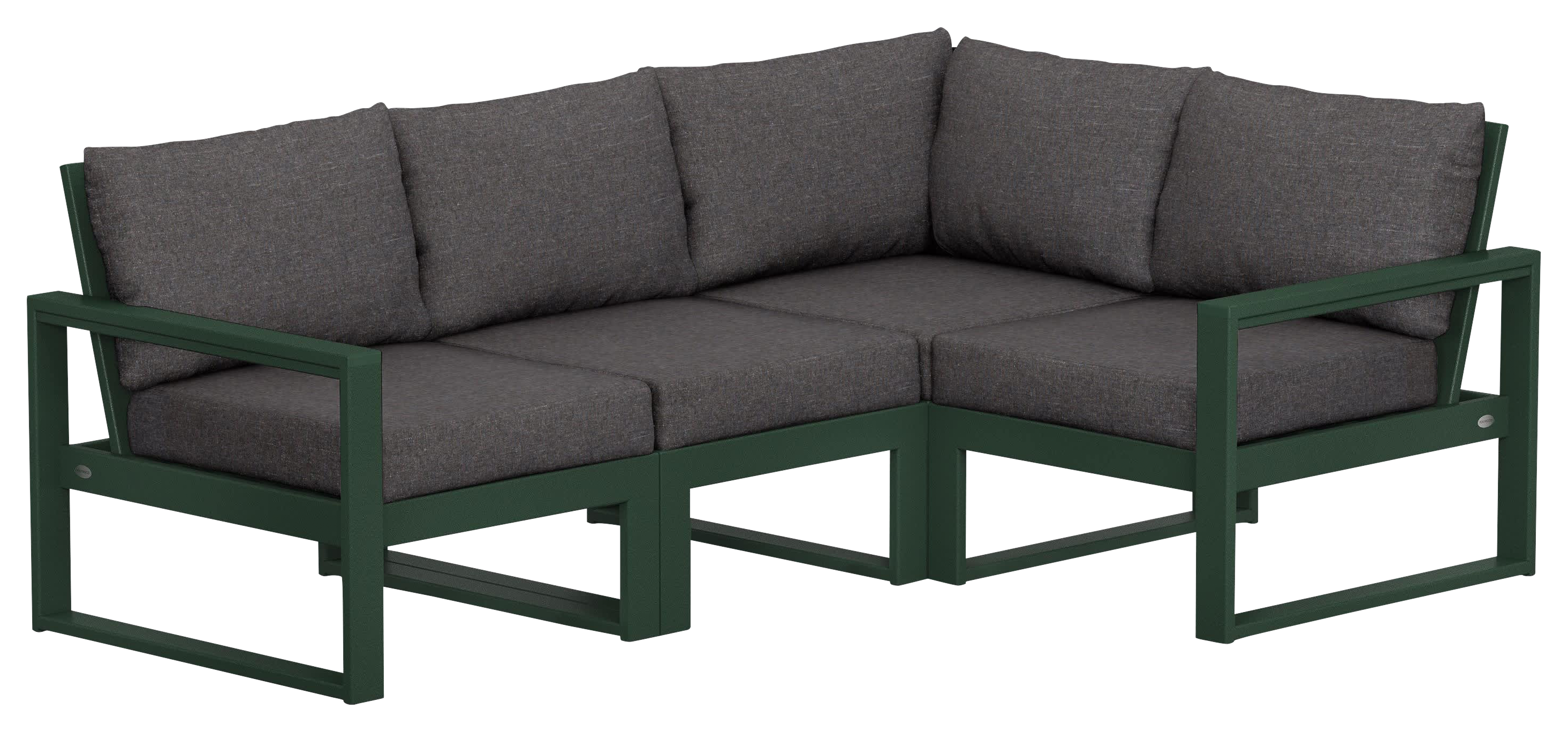 Image of POLYWOOD EDGE 4-Piece Modular Deep-Seating Set - Green/Ash Charcoal
