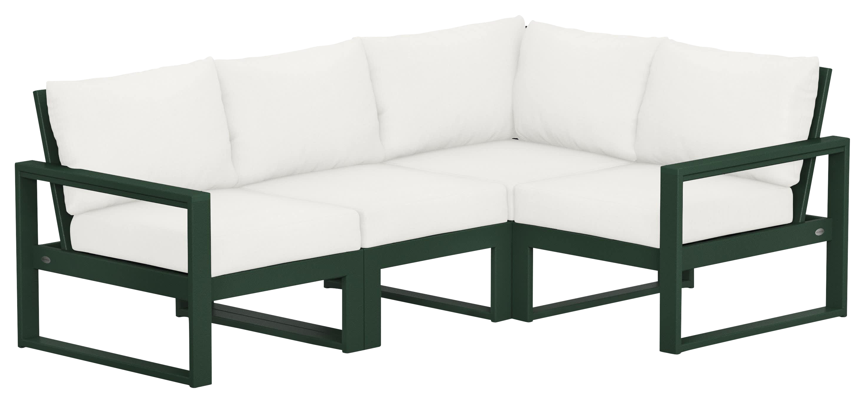 Image of POLYWOOD EDGE 4-Piece Modular Deep-Seating Set - Green/Natural