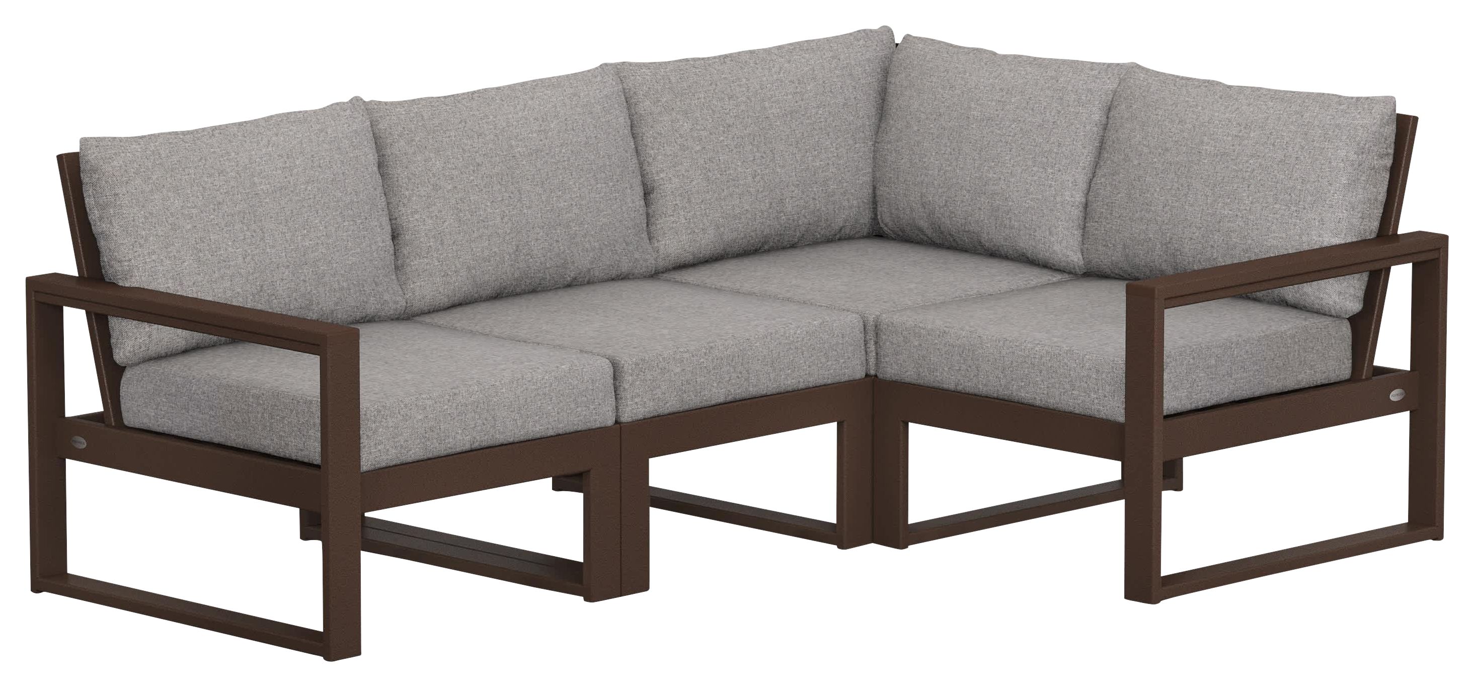 Image of POLYWOOD EDGE 4-Piece Modular Deep-Seating Set - Mahogany/Grey Mist