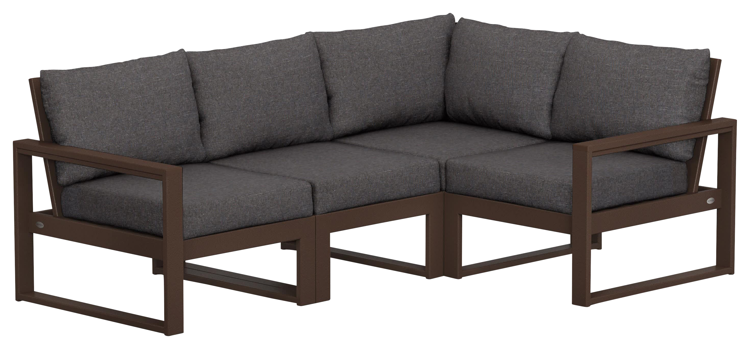 Image of POLYWOOD EDGE 4-Piece Modular Deep-Seating Set - Mahogany/Ash Charcoal
