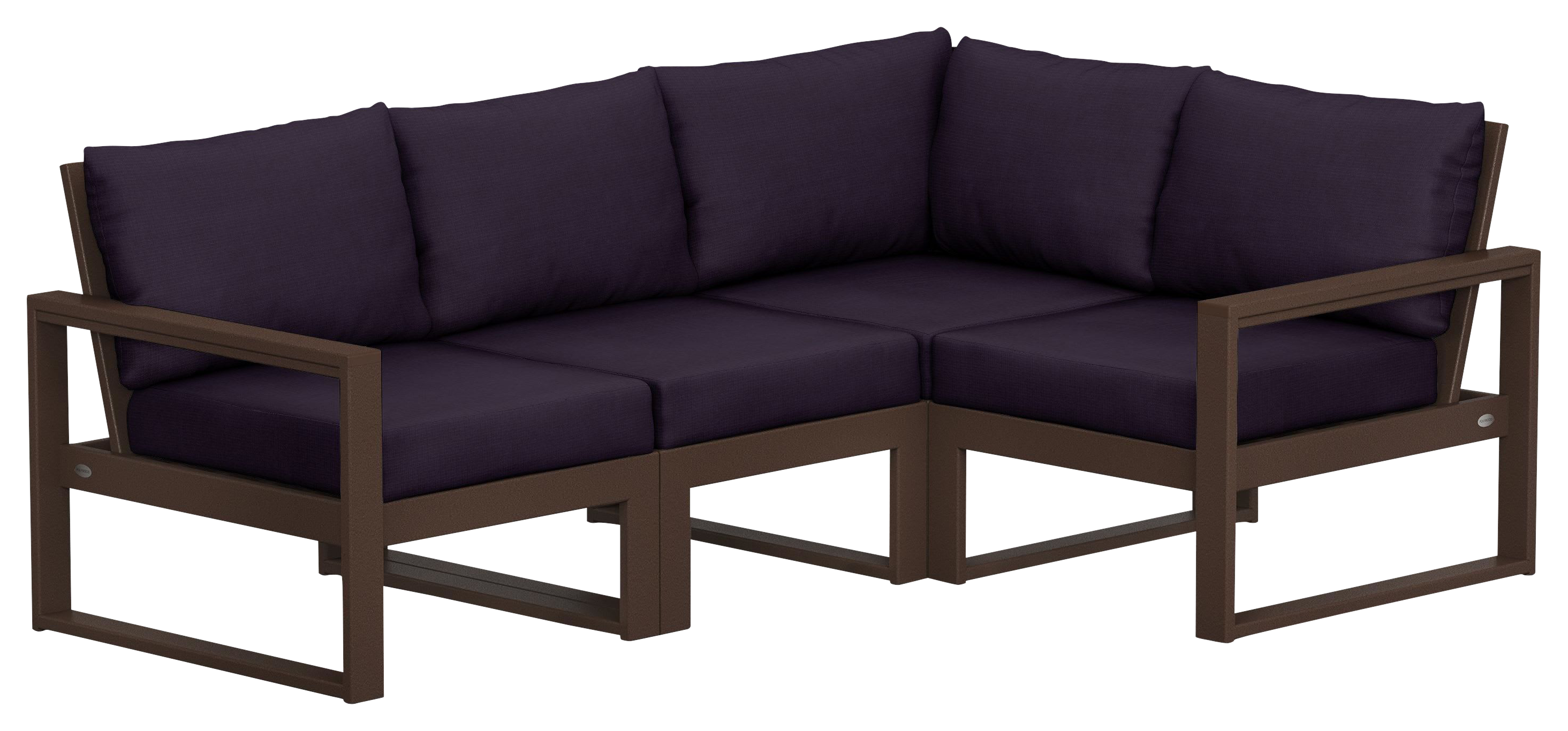 Image of POLYWOOD EDGE 4-Piece Modular Deep-Seating Set - Mahogany/Navy