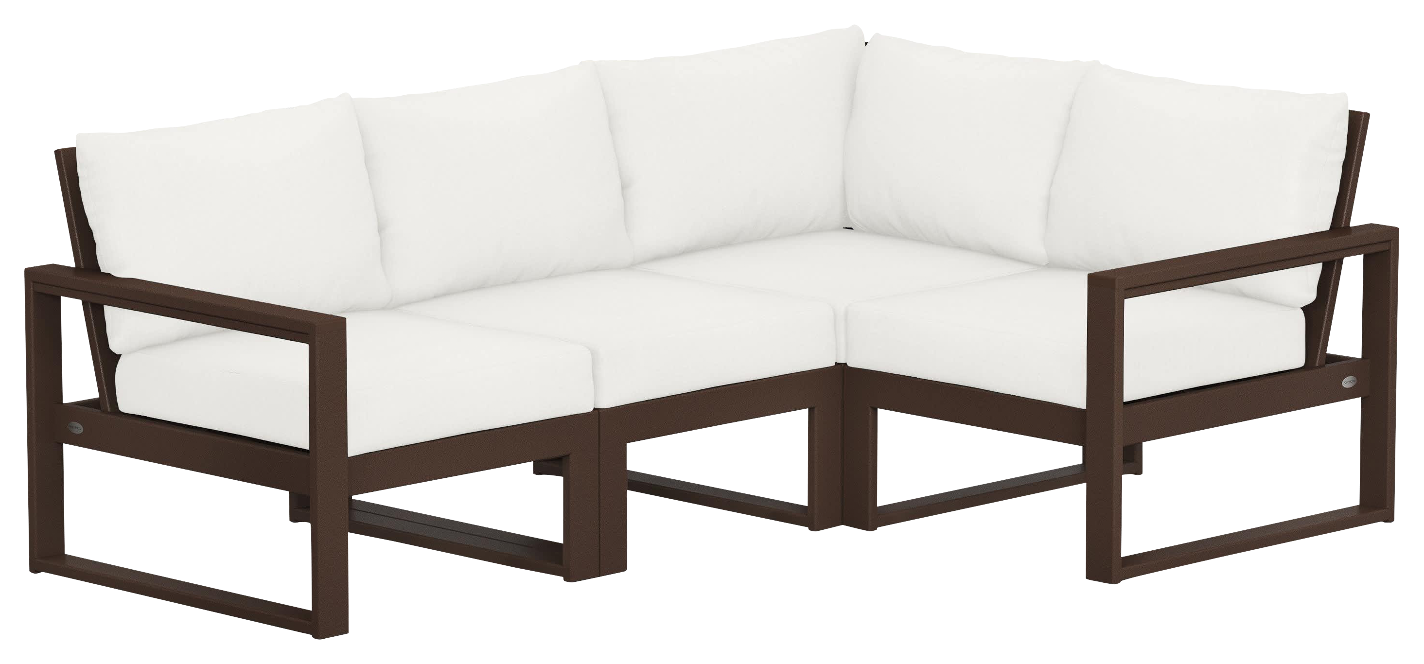 Image of POLYWOOD EDGE 4-Piece Modular Deep-Seating Set - Mahogany/Natural