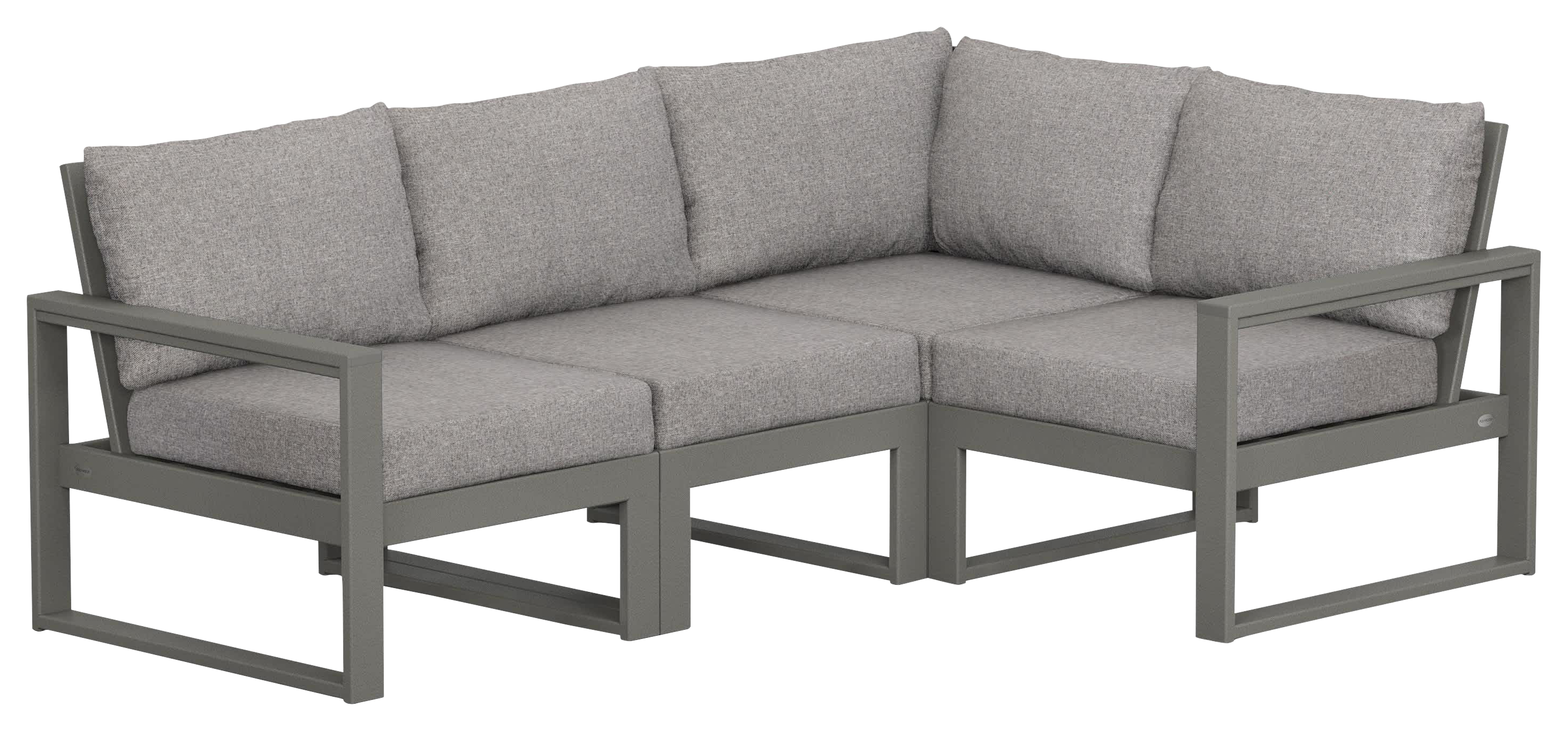 Image of POLYWOOD EDGE 4-Piece Modular Deep-Seating Set - Slate/Grey Mist