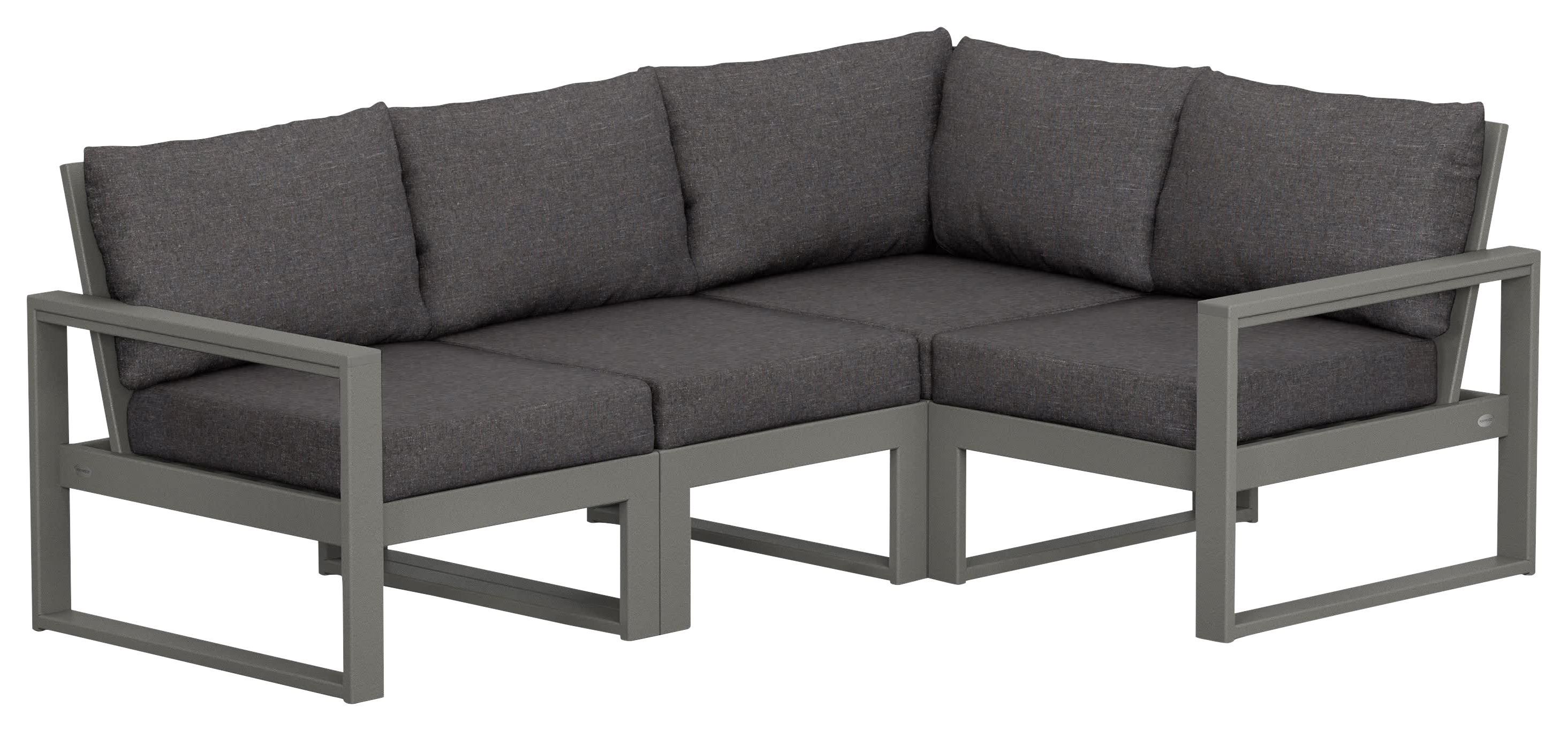 Image of POLYWOOD EDGE 4-Piece Modular Deep-Seating Set - Slate/Ash Charcoal