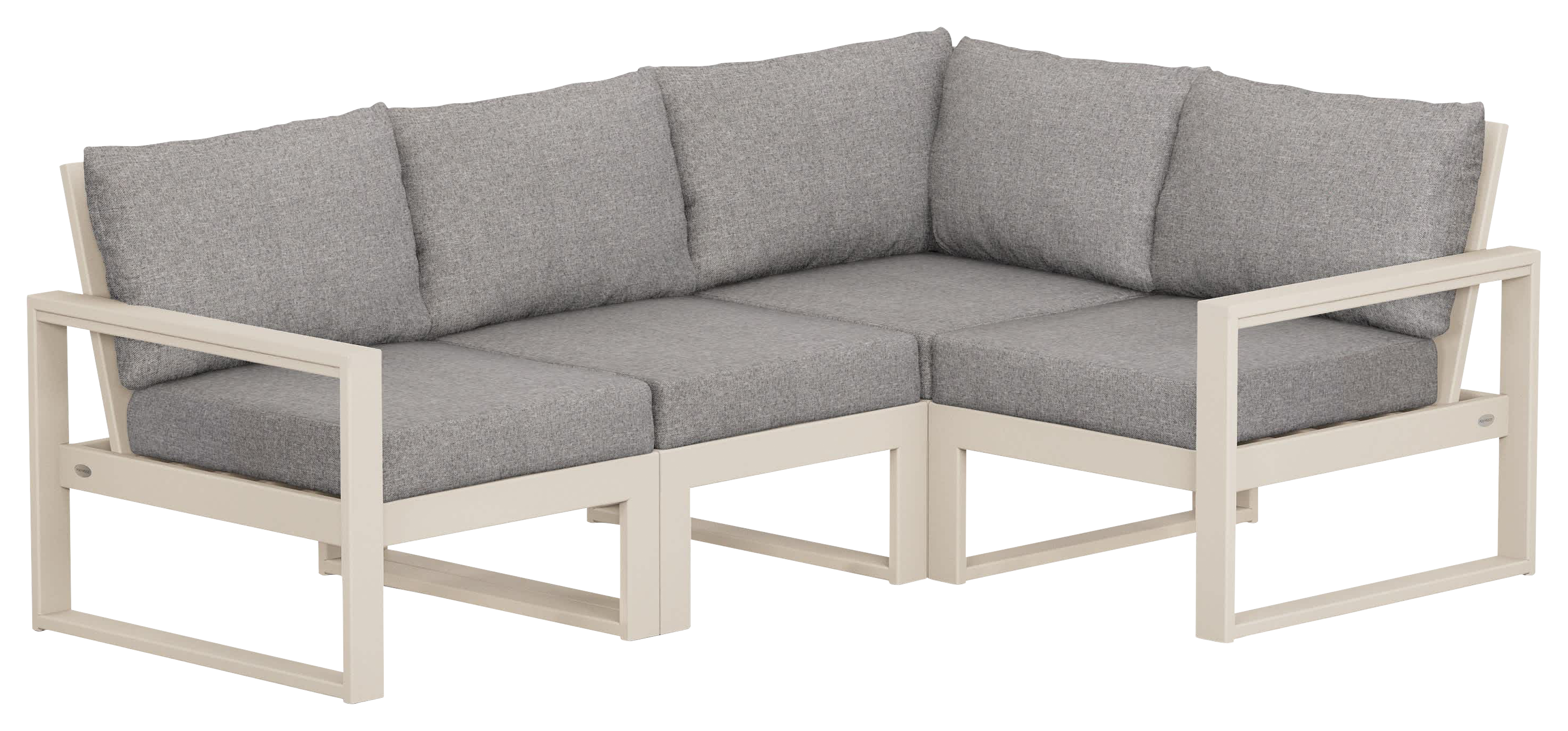 Image of POLYWOOD EDGE 4-Piece Modular Deep-Seating Set - Sand/Grey Mist