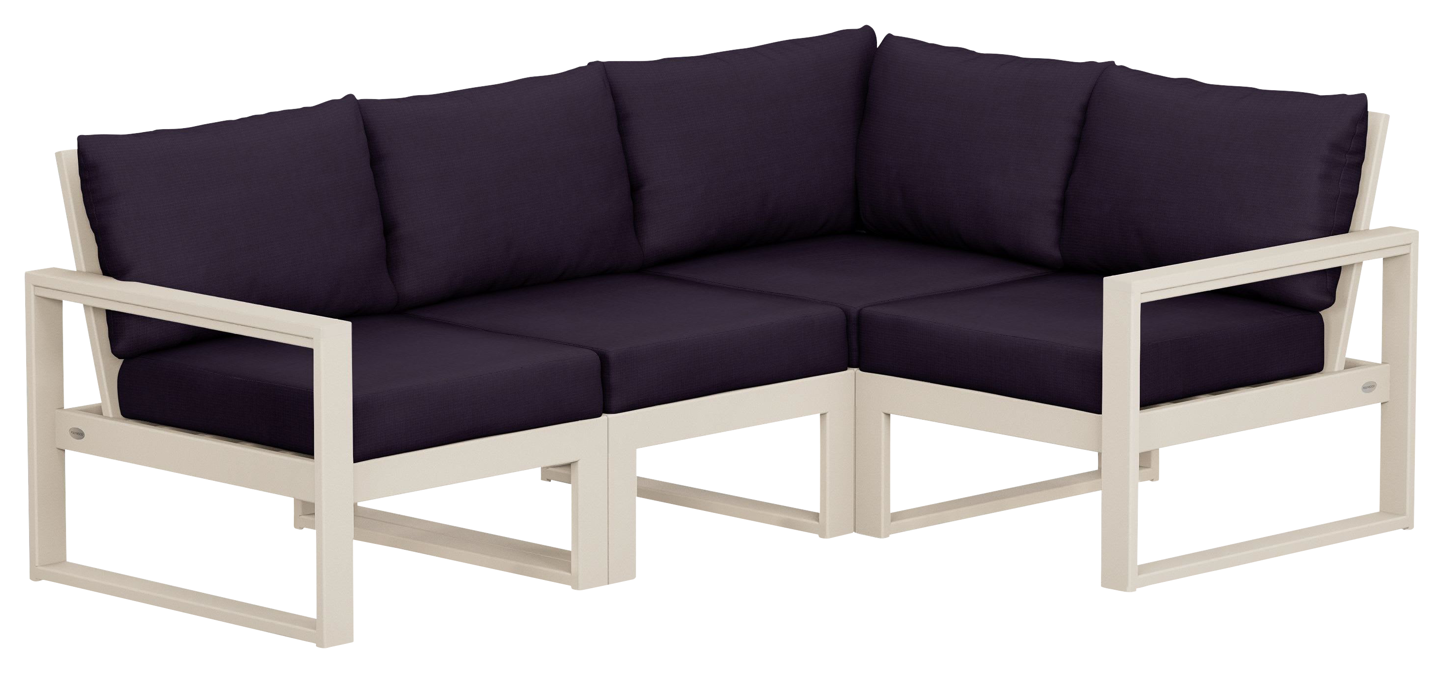 Image of POLYWOOD EDGE 4-Piece Modular Deep-Seating Set - Sand/Navy