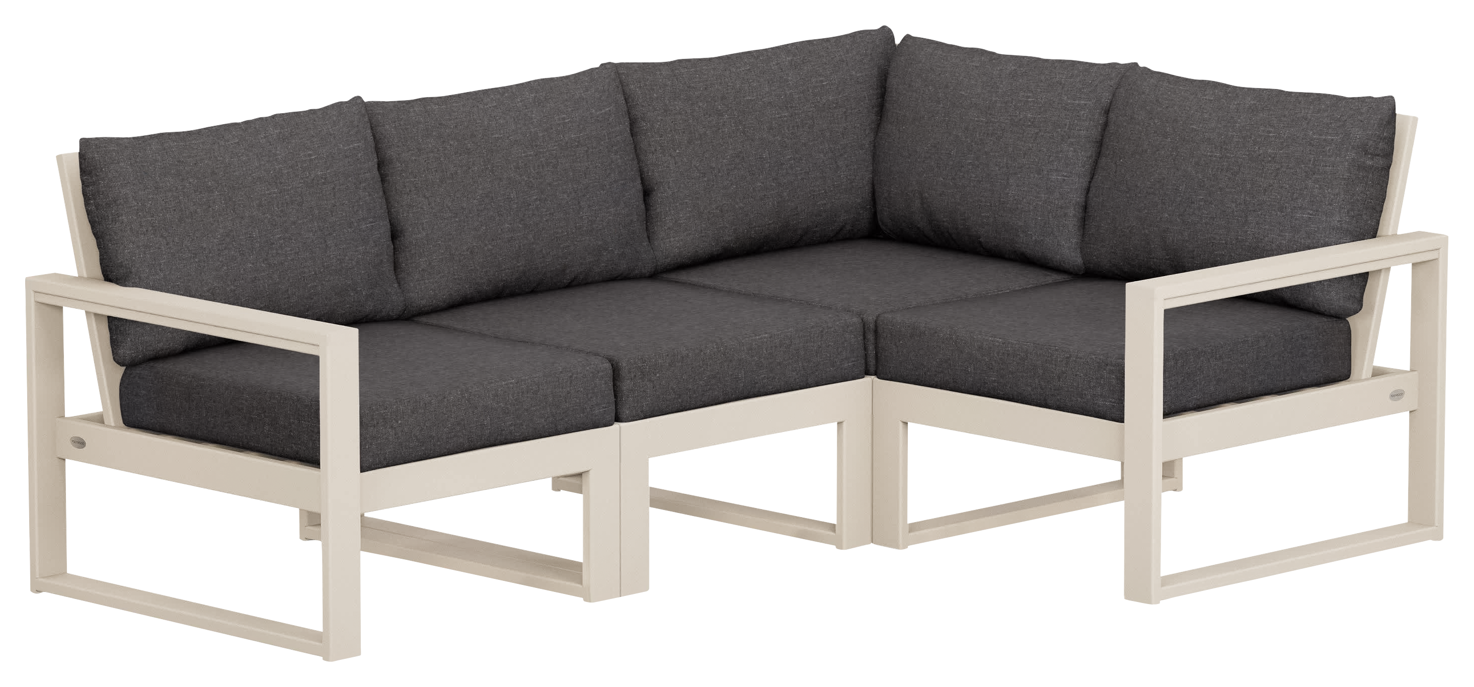 Image of POLYWOOD EDGE 4-Piece Modular Deep-Seating Set - Sand/Charcoal