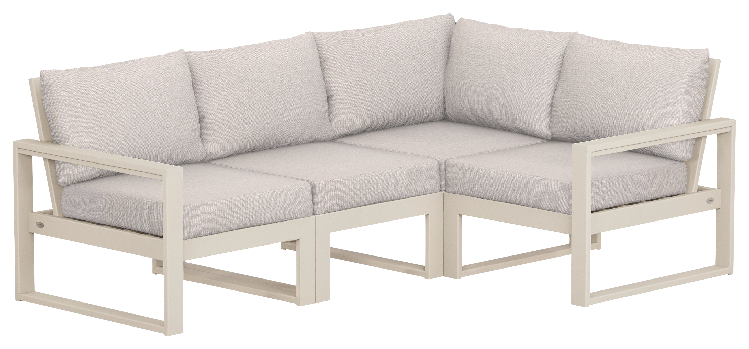 Image of POLYWOOD EDGE 4-Piece Modular Deep-Seating Set - Sand/Dune