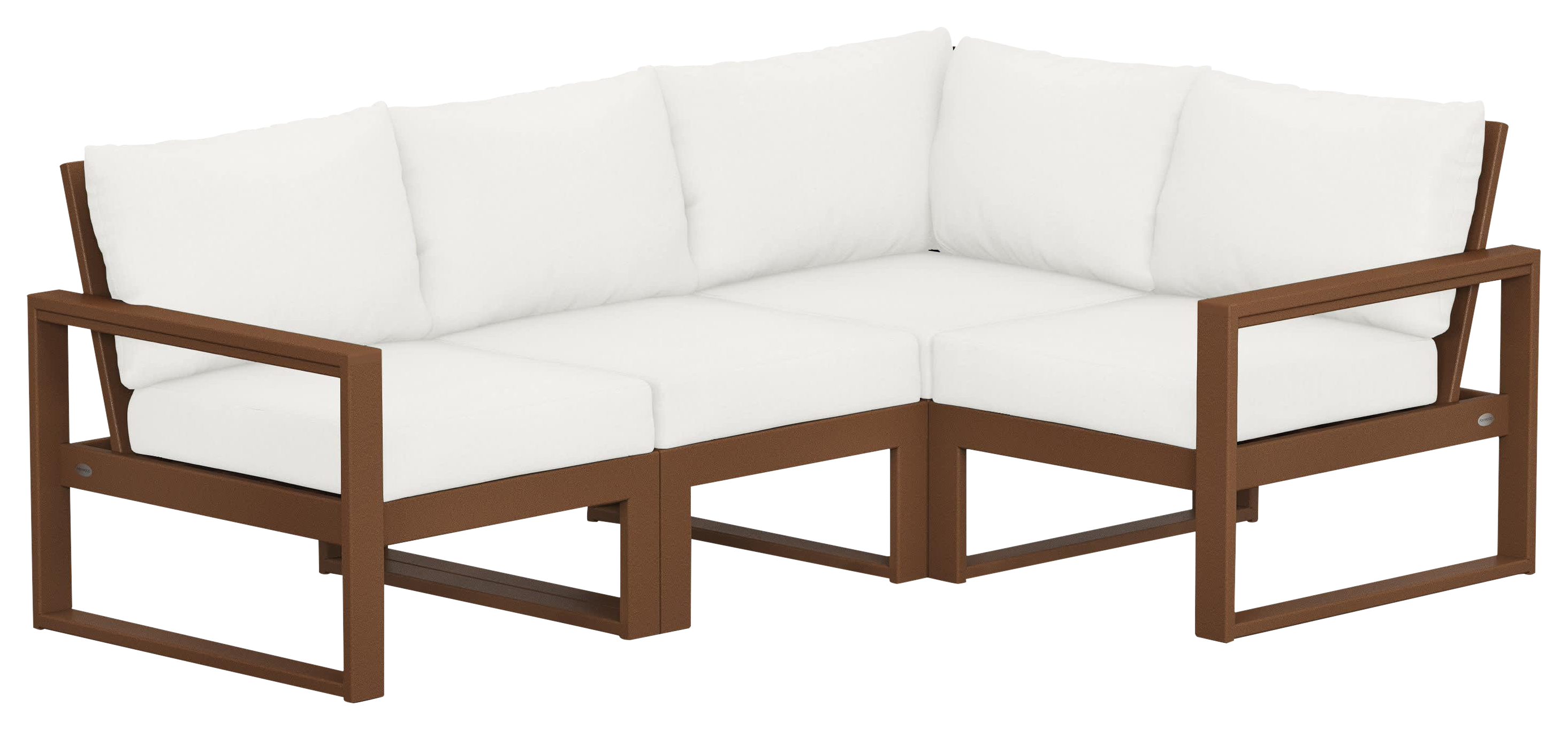 Image of POLYWOOD EDGE 4-Piece Modular Deep-Seating Set - Teak/Natural