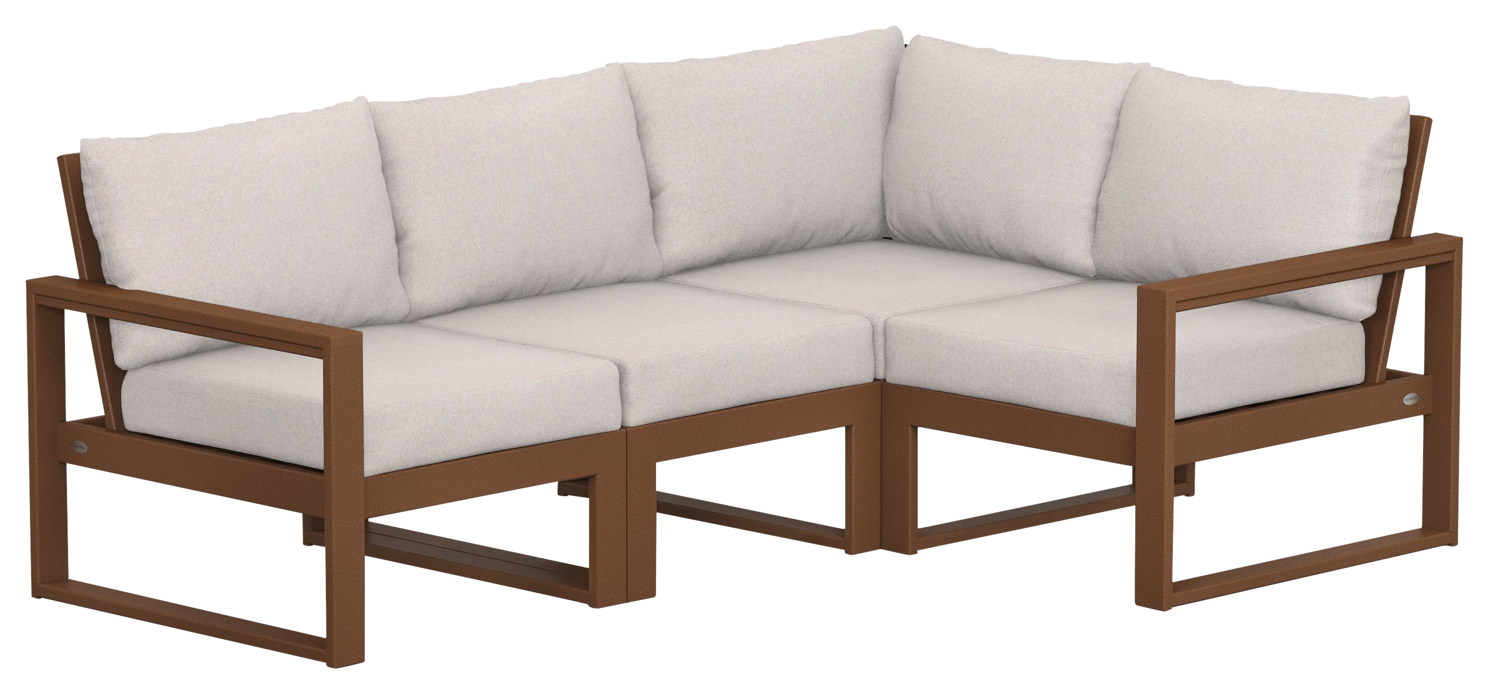 Image of POLYWOOD EDGE 4-Piece Modular Deep-Seating Set - Teak/Dune