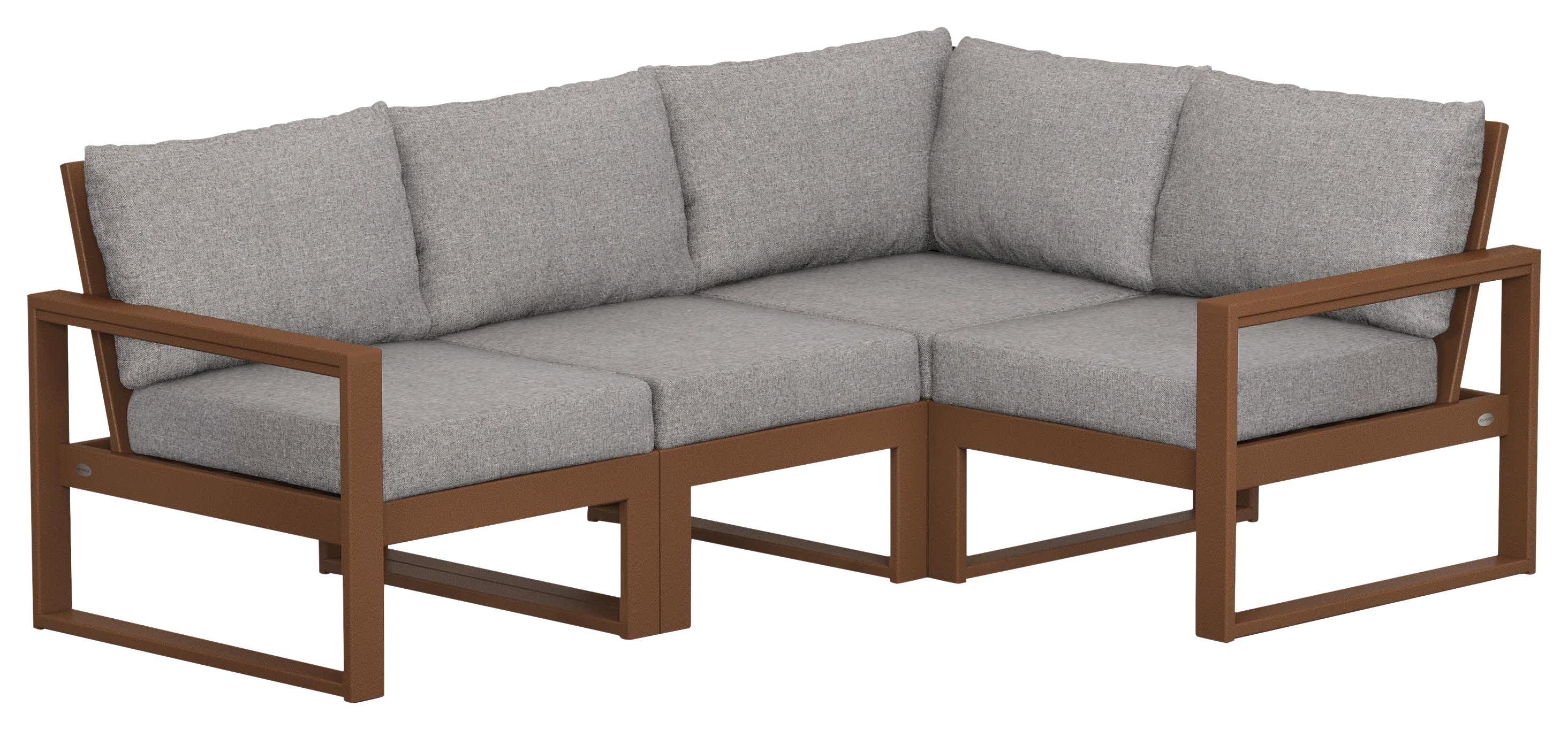 Image of POLYWOOD EDGE 4-Piece Modular Deep-Seating Set - Teak/Grey Mist