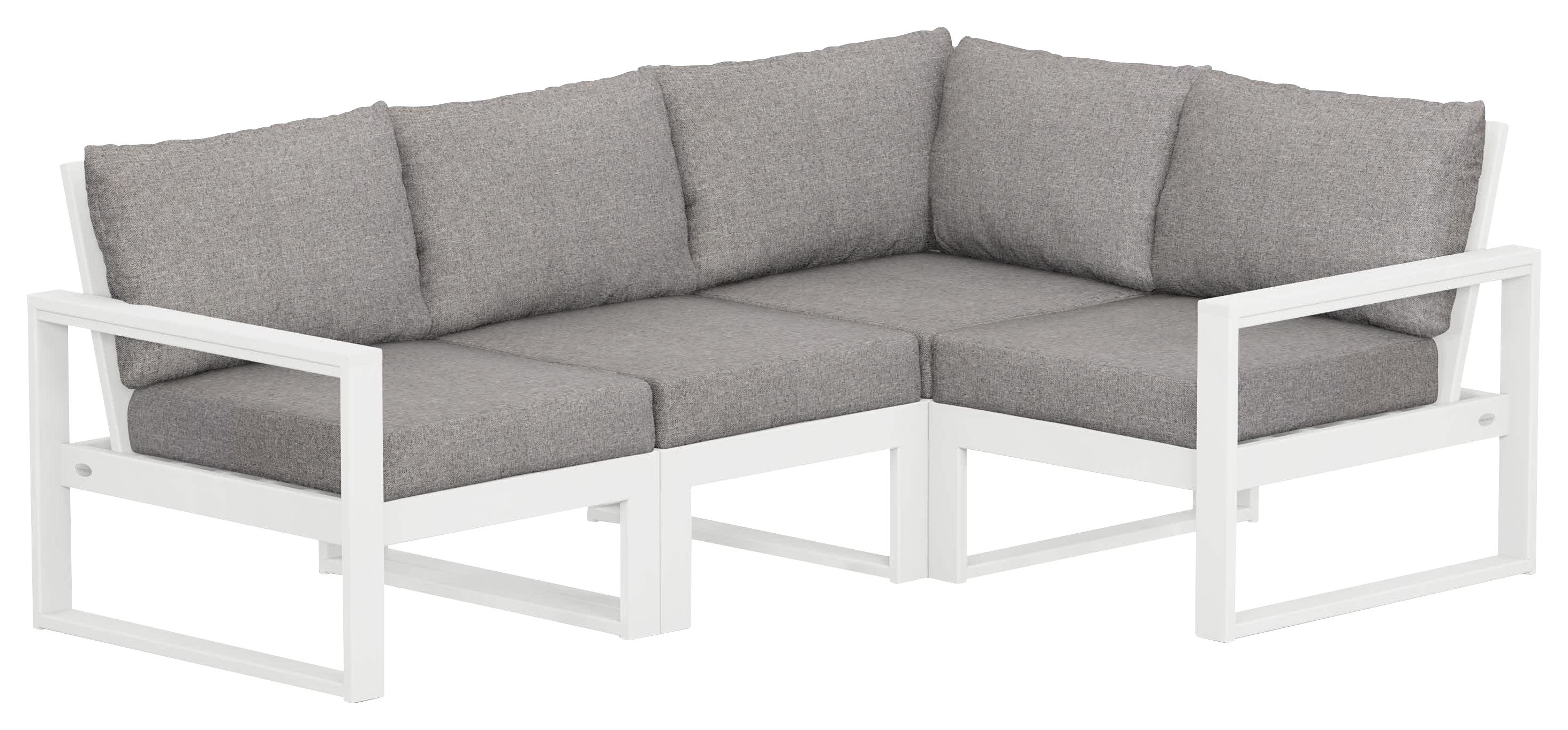 Image of POLYWOOD EDGE 4-Piece Modular Deep-Seating Set - White/Grey Mist