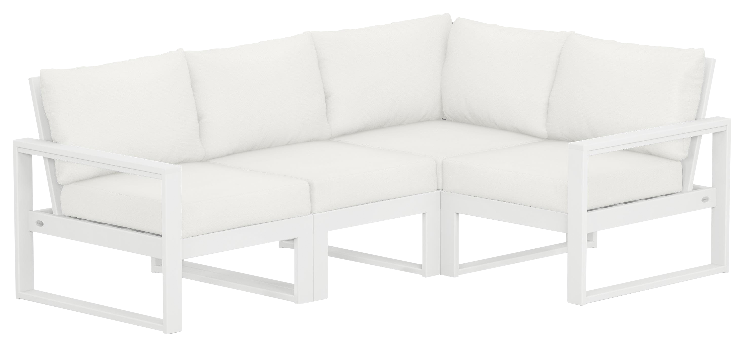 Image of POLYWOOD EDGE 4-Piece Modular Deep-Seating Set - White/Natural