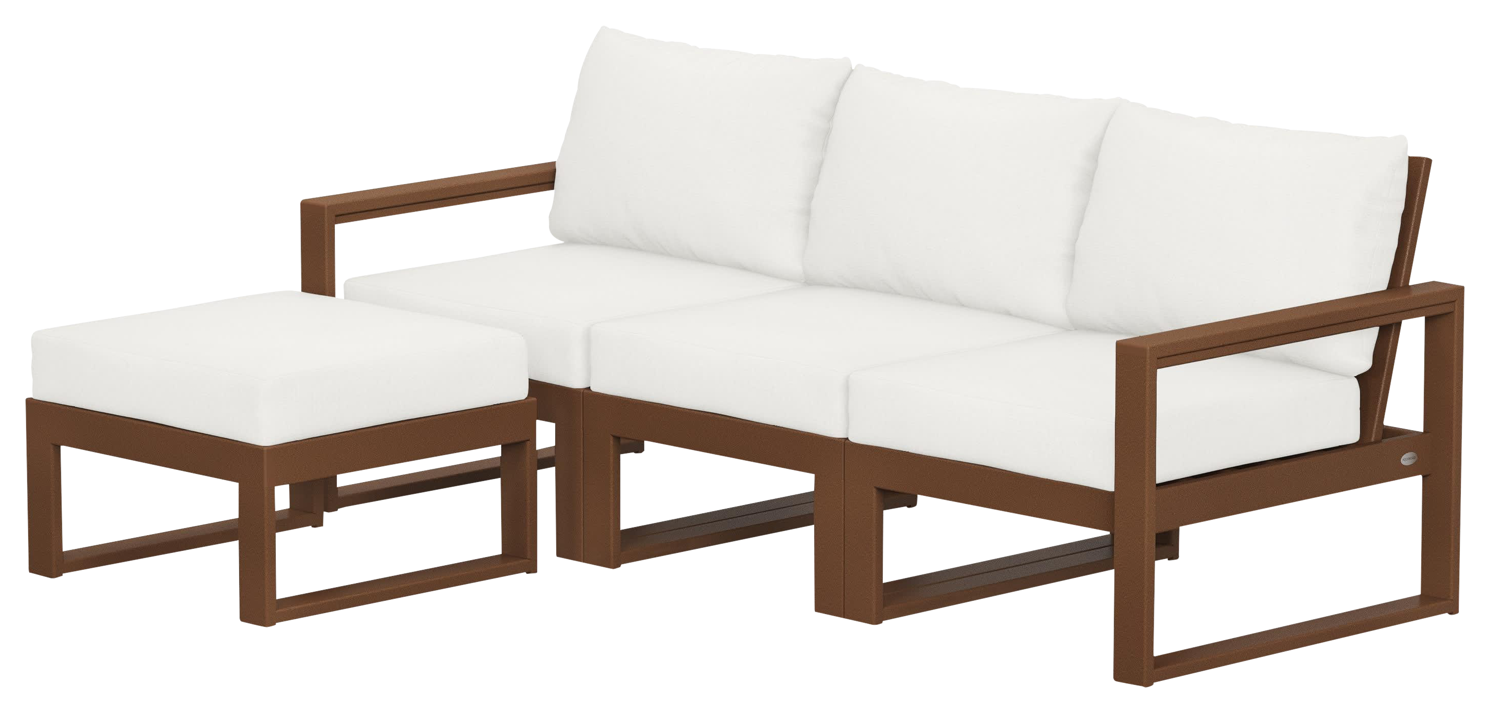 Image of POLYWOOD EDGE 4-Piece Modular Deep-Seating Set with Ottoman - Teak/Natural