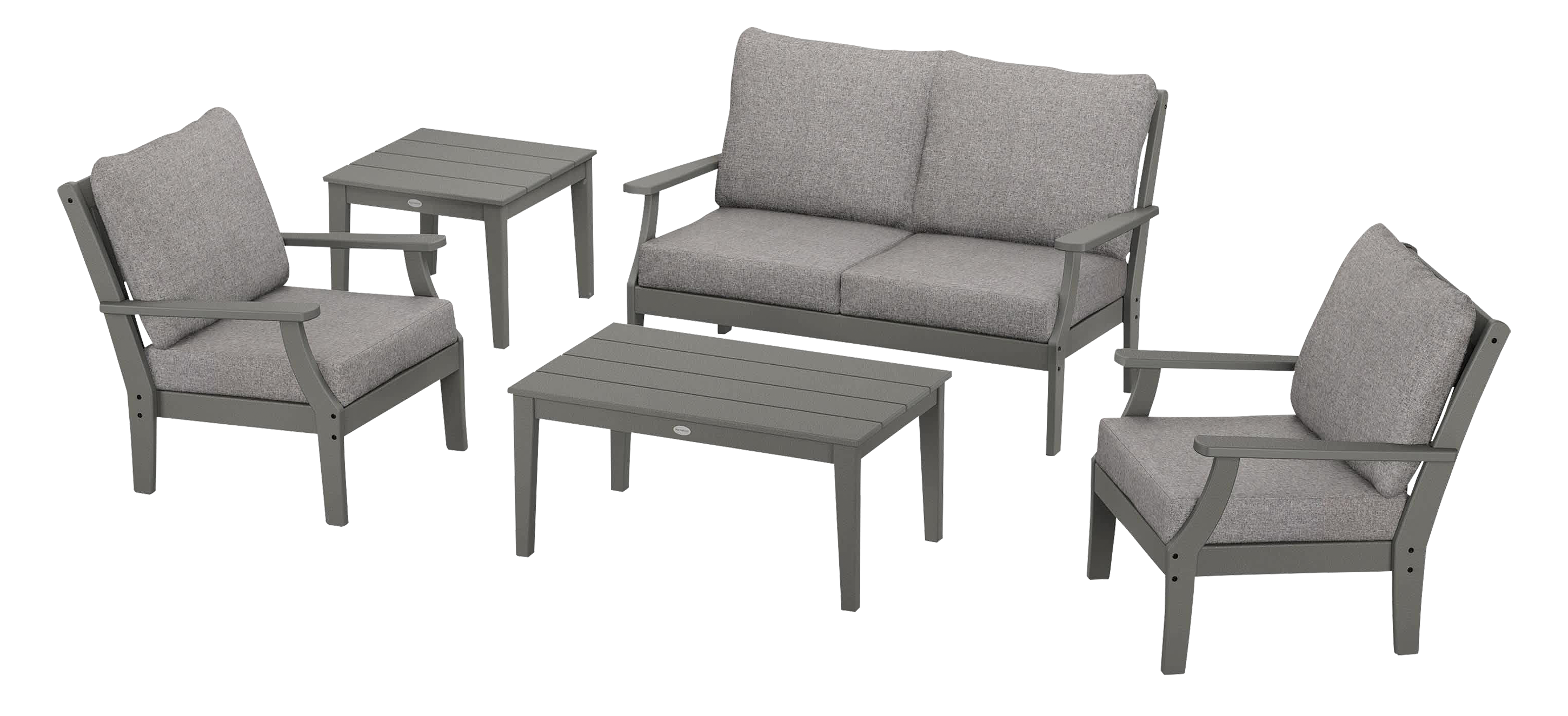 Image of POLYWOOD Braxton 5-Piece Deep-Seating Set - Slate Grey/Grey Mist