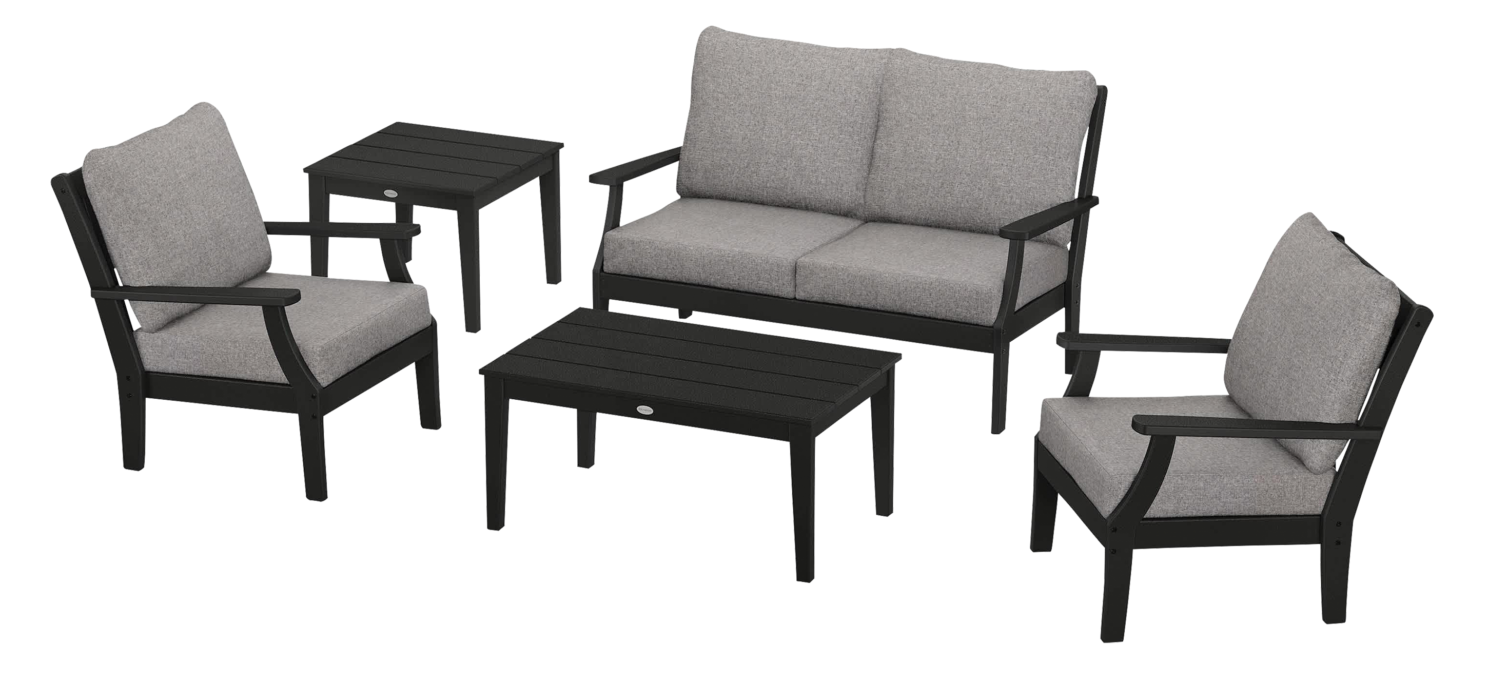 Image of POLYWOOD Braxton 5-Piece Deep-Seating Set - Black/Grey Mist