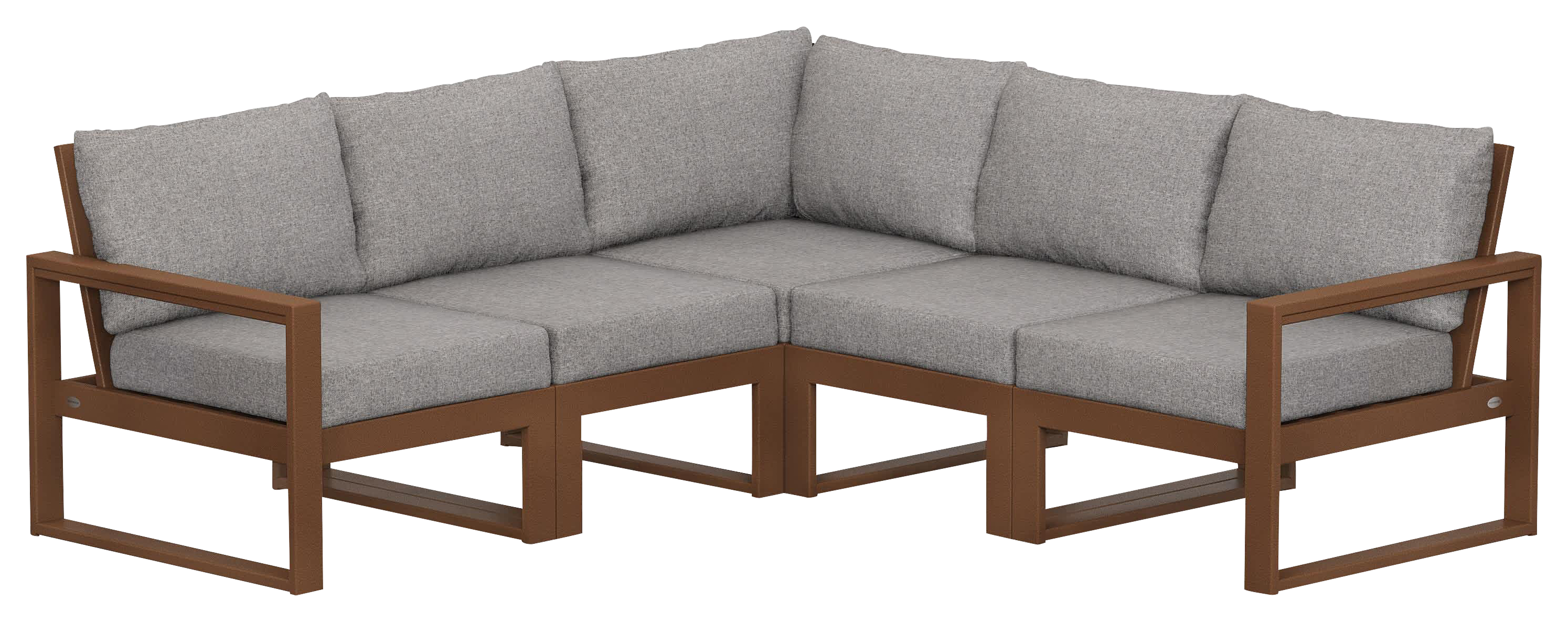 Image of POLYWOOD EDGE 5-Piece Modular Deep-Seating Set - Teak/Grey Mist