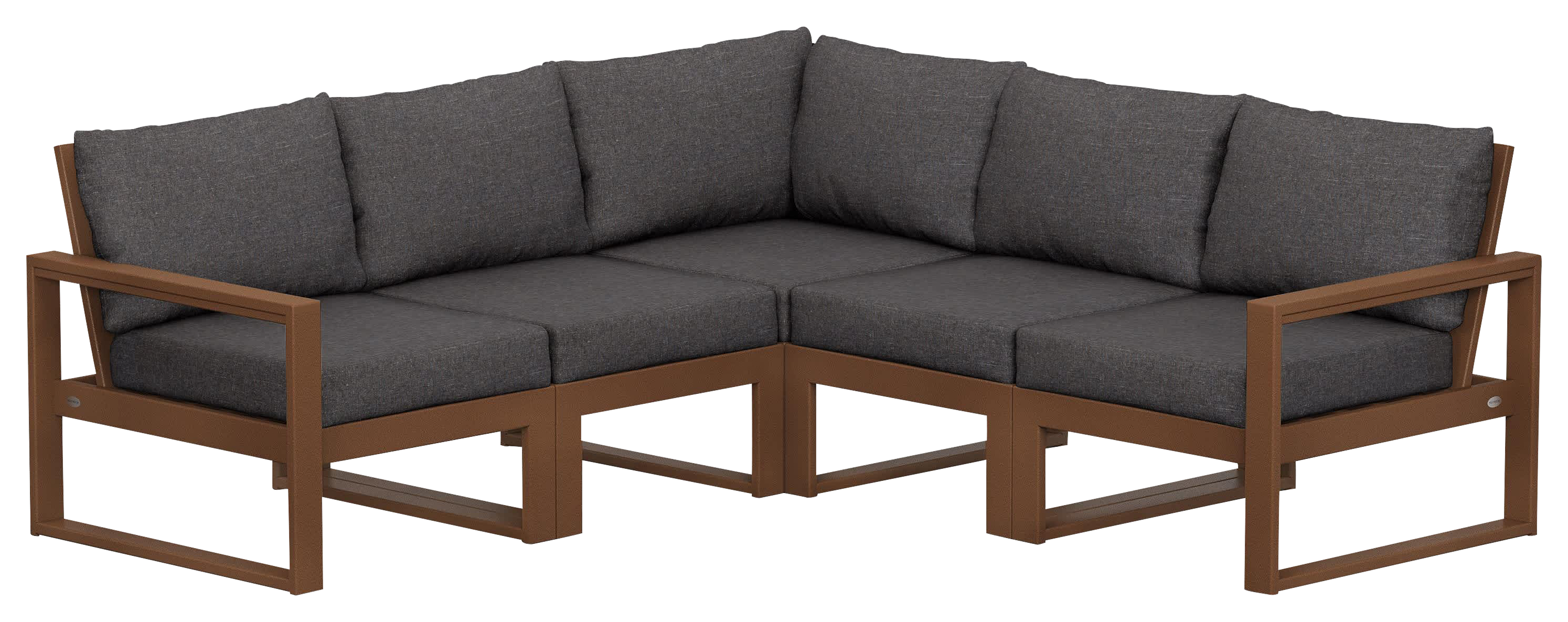 Image of POLYWOOD EDGE 5-Piece Modular Deep-Seating Set - Teak/Ash Charcoal