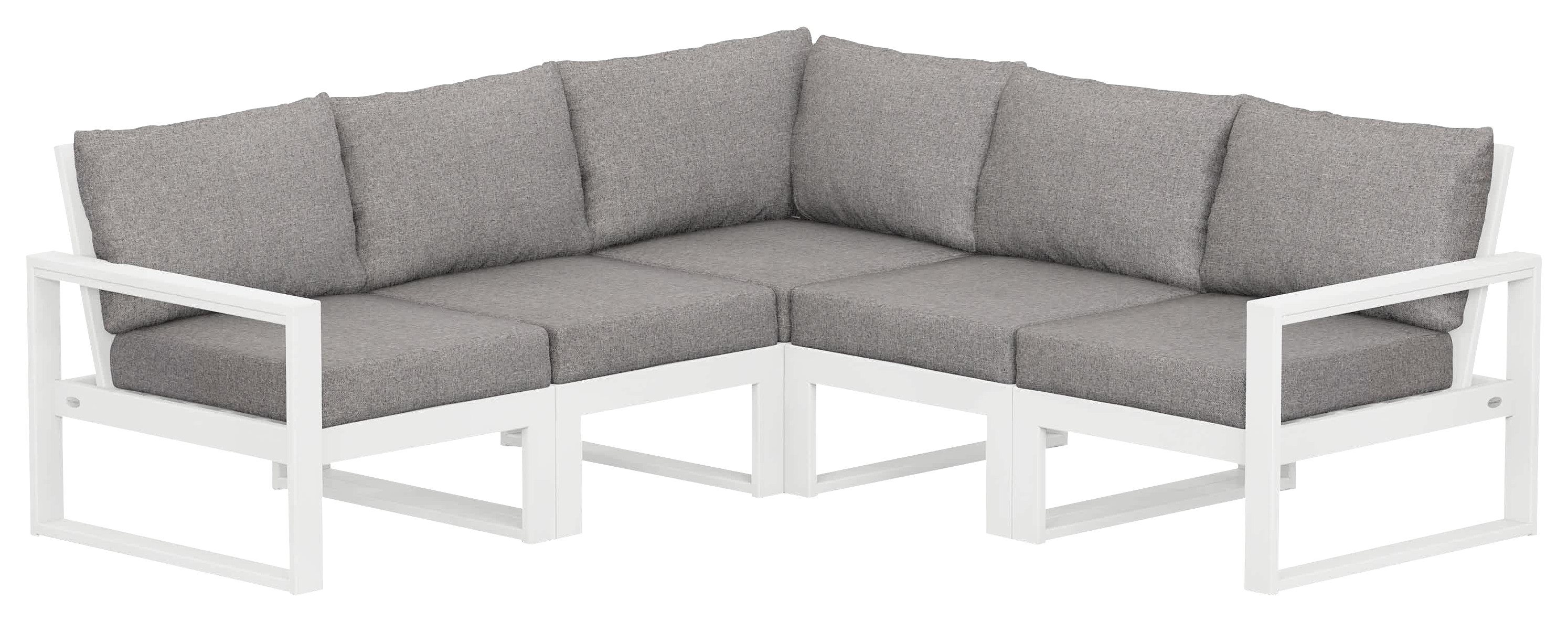 Image of POLYWOOD EDGE 5-Piece Modular Deep-Seating Set - White/Grey Mist
