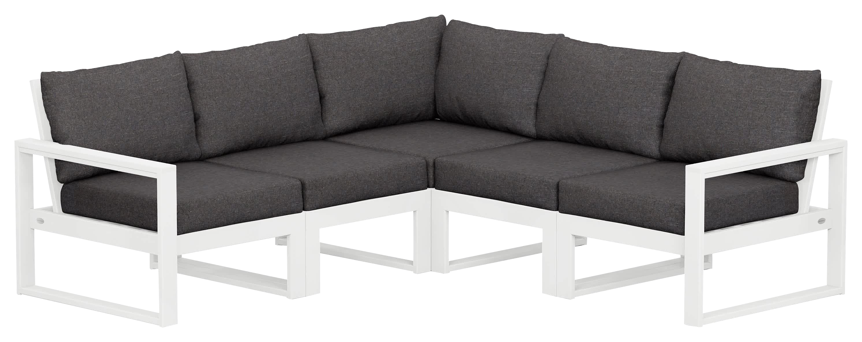 Image of POLYWOOD EDGE 5-Piece Modular Deep-Seating Set - White/Ash Charcoal