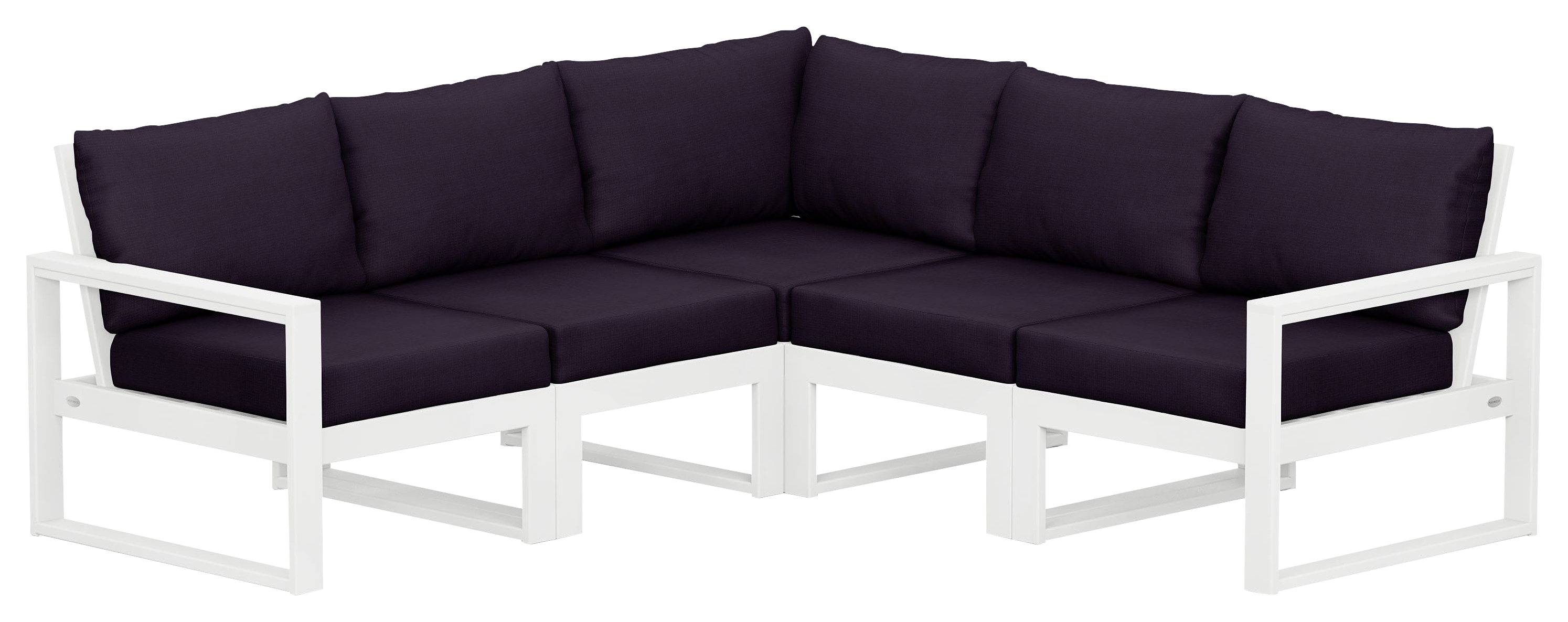 Image of POLYWOOD EDGE 5-Piece Modular Deep-Seating Set - White/Navy Linen