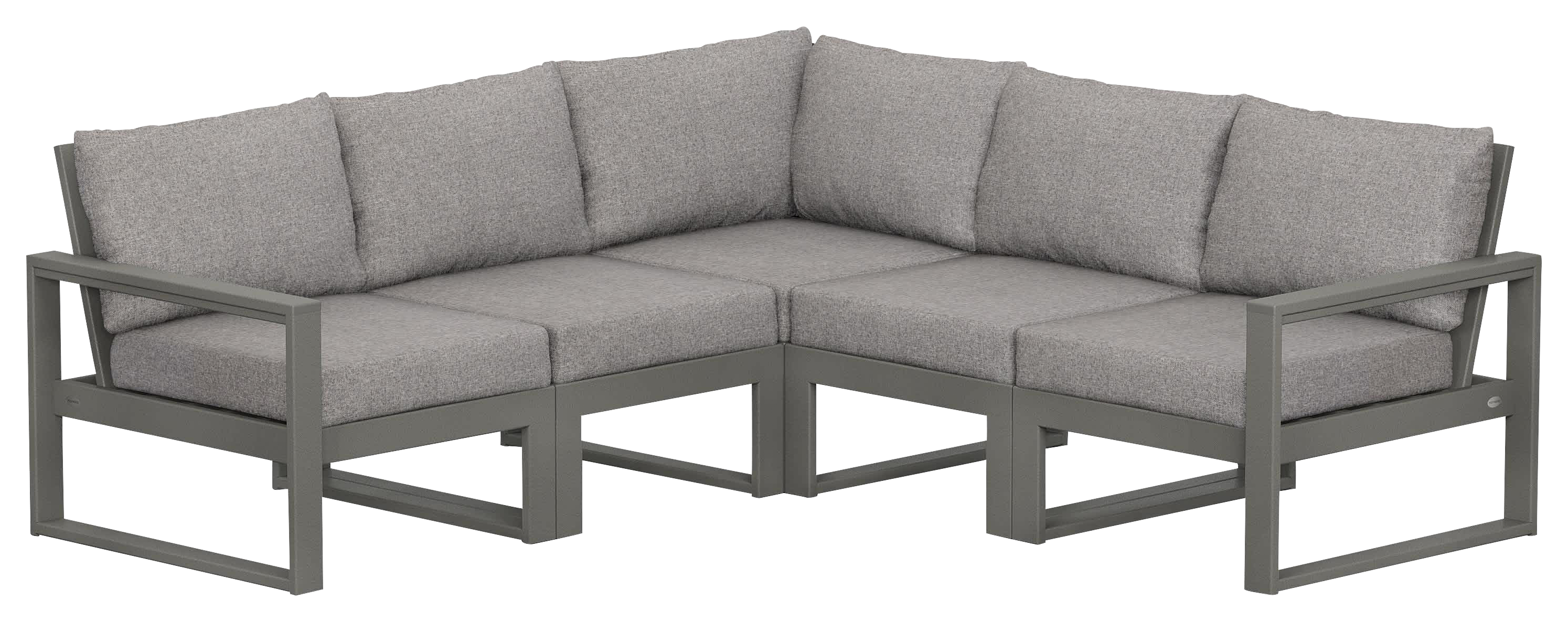 Image of POLYWOOD EDGE 5-Piece Modular Deep-Seating Set - Slate Grey/Grey Mist