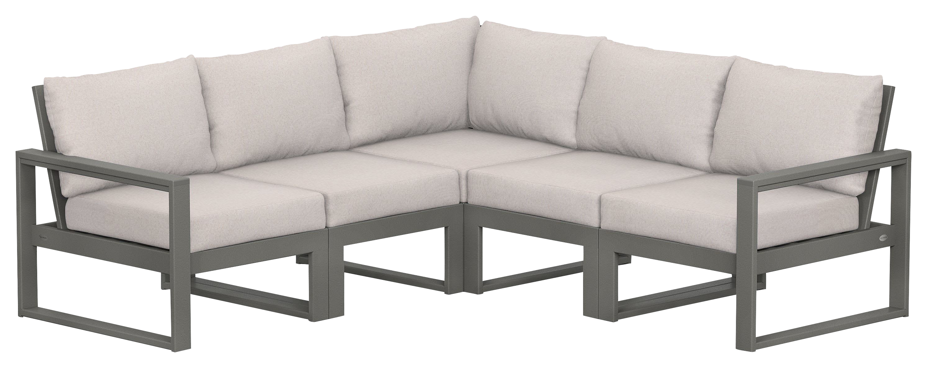 Image of POLYWOOD EDGE 5-Piece Modular Deep-Seating Set - Slate Grey/Dune Burlap