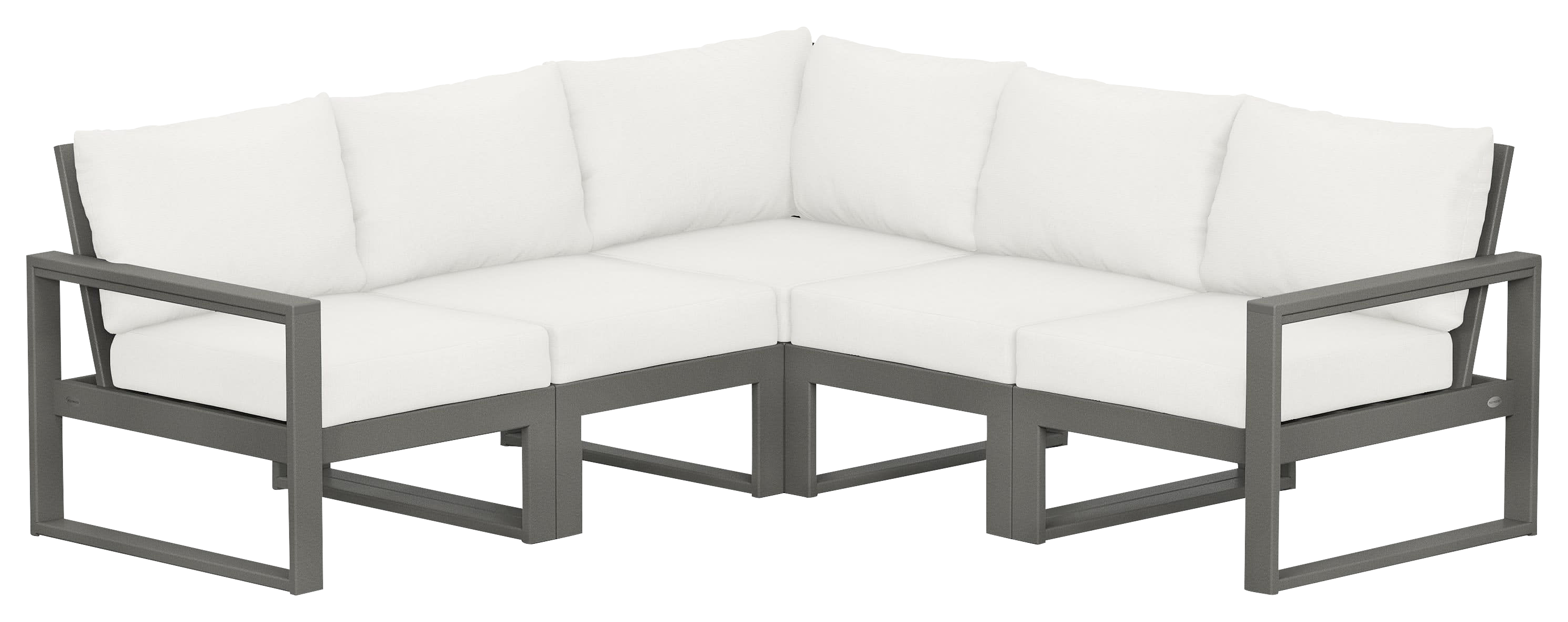 Image of POLYWOOD EDGE 5-Piece Modular Deep-Seating Set - Slate Grey/Natural Linen