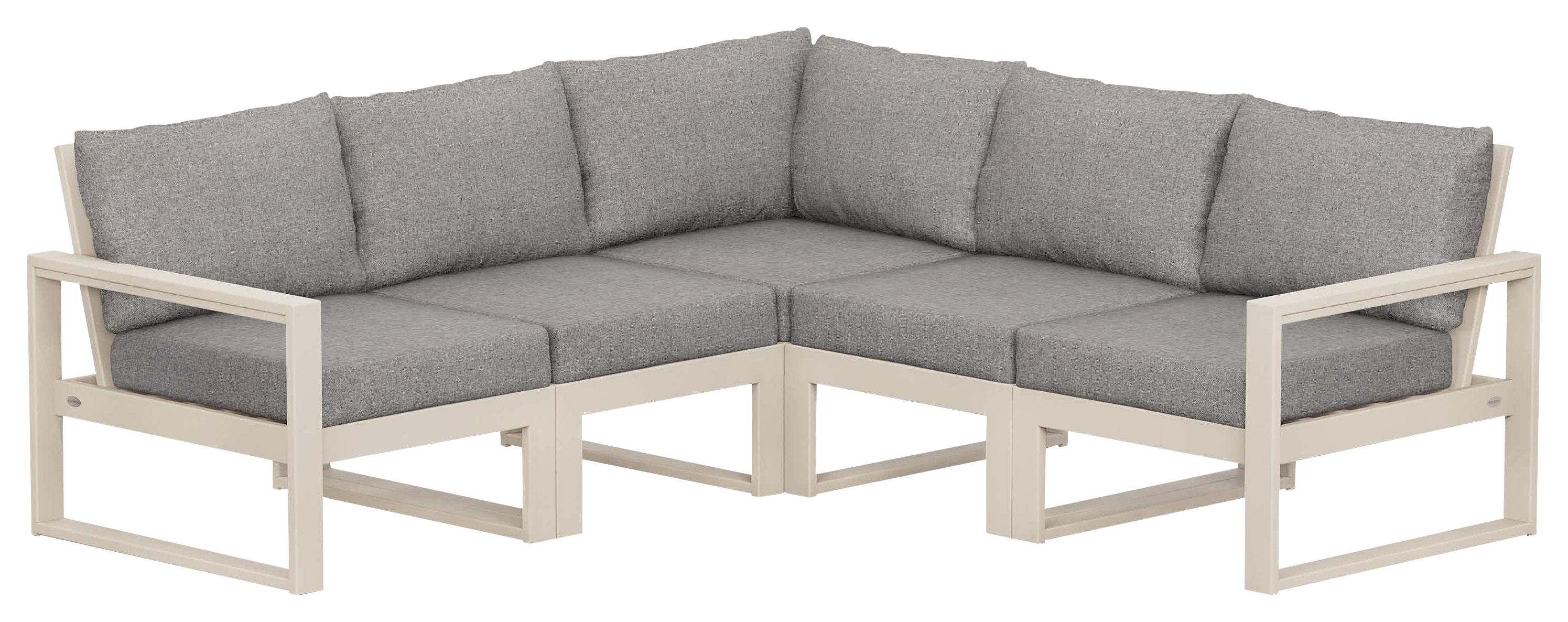 Image of POLYWOOD EDGE 5-Piece Modular Deep-Seating Set - Sand/Grey Mist