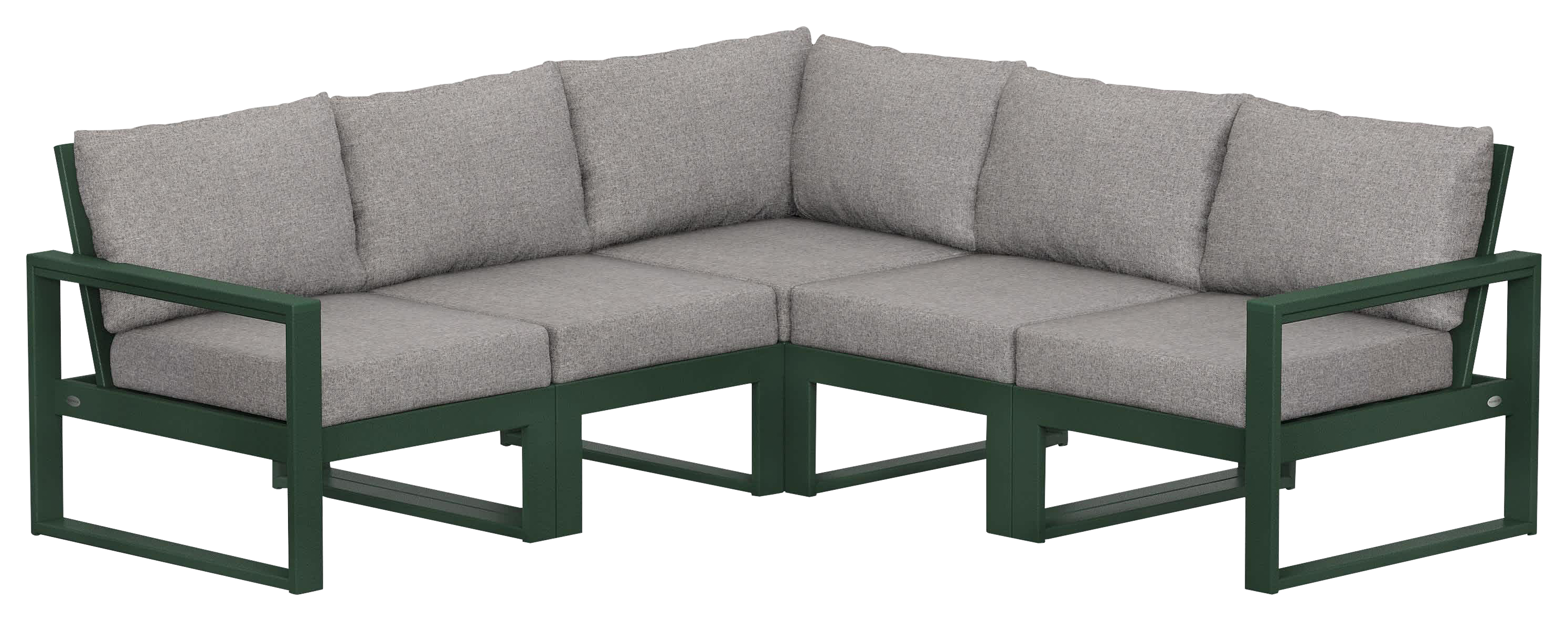 Image of POLYWOOD EDGE 5-Piece Modular Deep-Seating Set - Green/Grey Mist