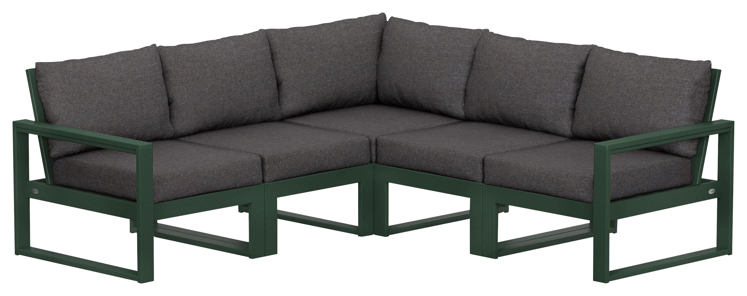 Image of POLYWOOD EDGE 5-Piece Modular Deep-Seating Set - Green/Ash Charcoal