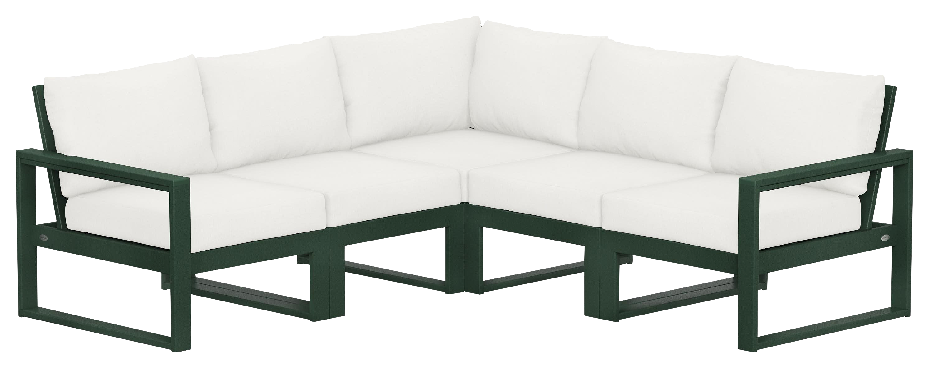 Image of POLYWOOD EDGE 5-Piece Modular Deep-Seating Set - Green/Natural Linen