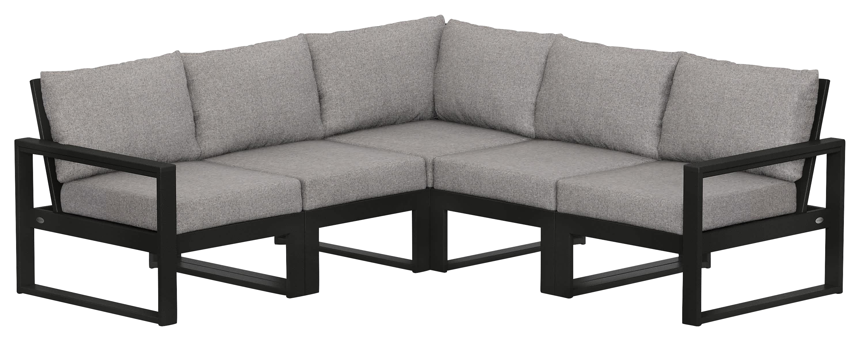 Image of POLYWOOD EDGE 5-Piece Modular Deep-Seating Set - Black/Grey Mist