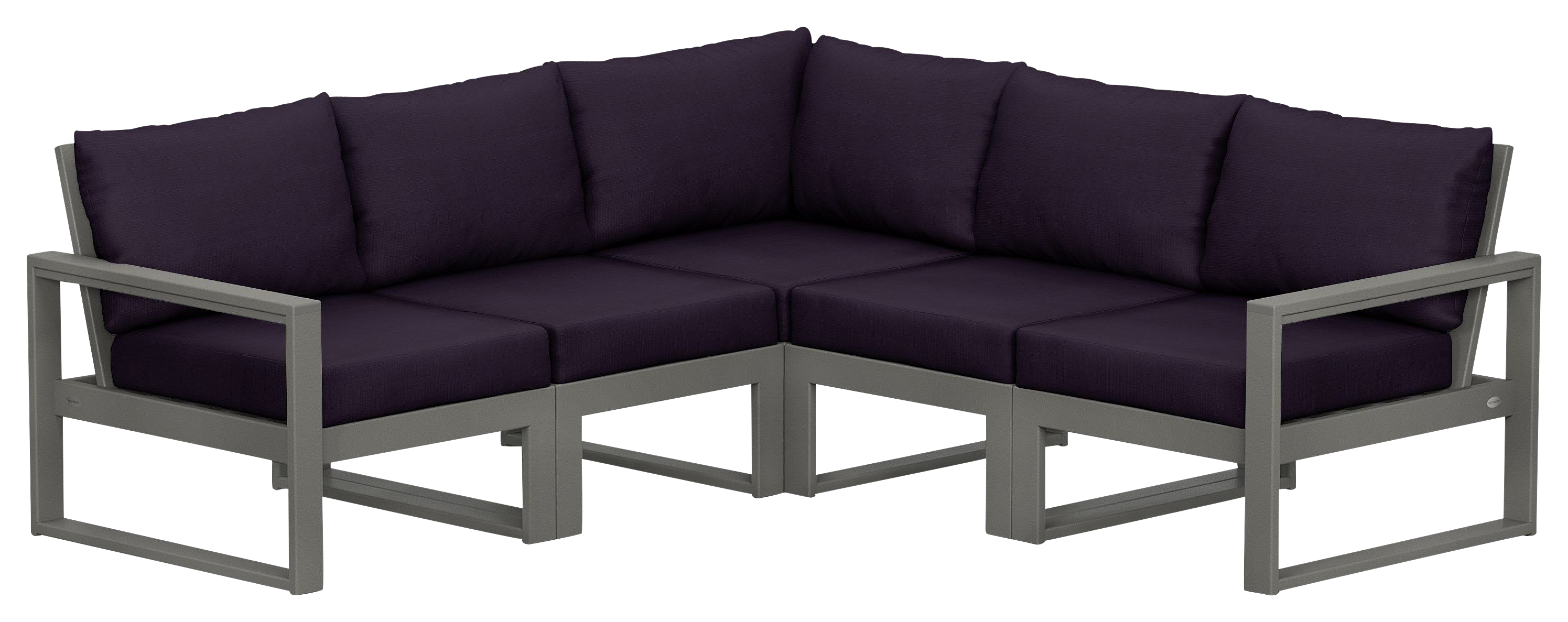Image of POLYWOOD EDGE 5-Piece Modular Deep-Seating Set - Slate Grey/Navy Linen