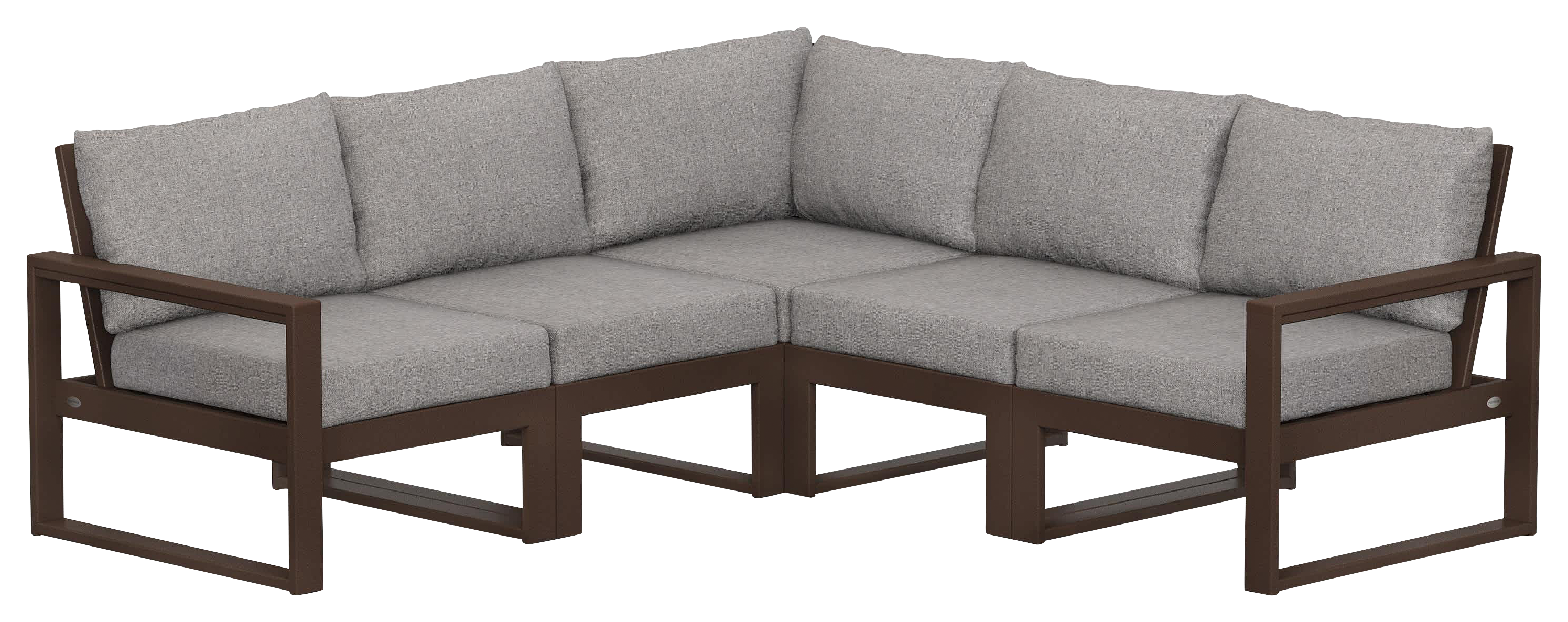 Image of POLYWOOD EDGE 5-Piece Modular Deep-Seating Set - Mahogany/Grey Mist