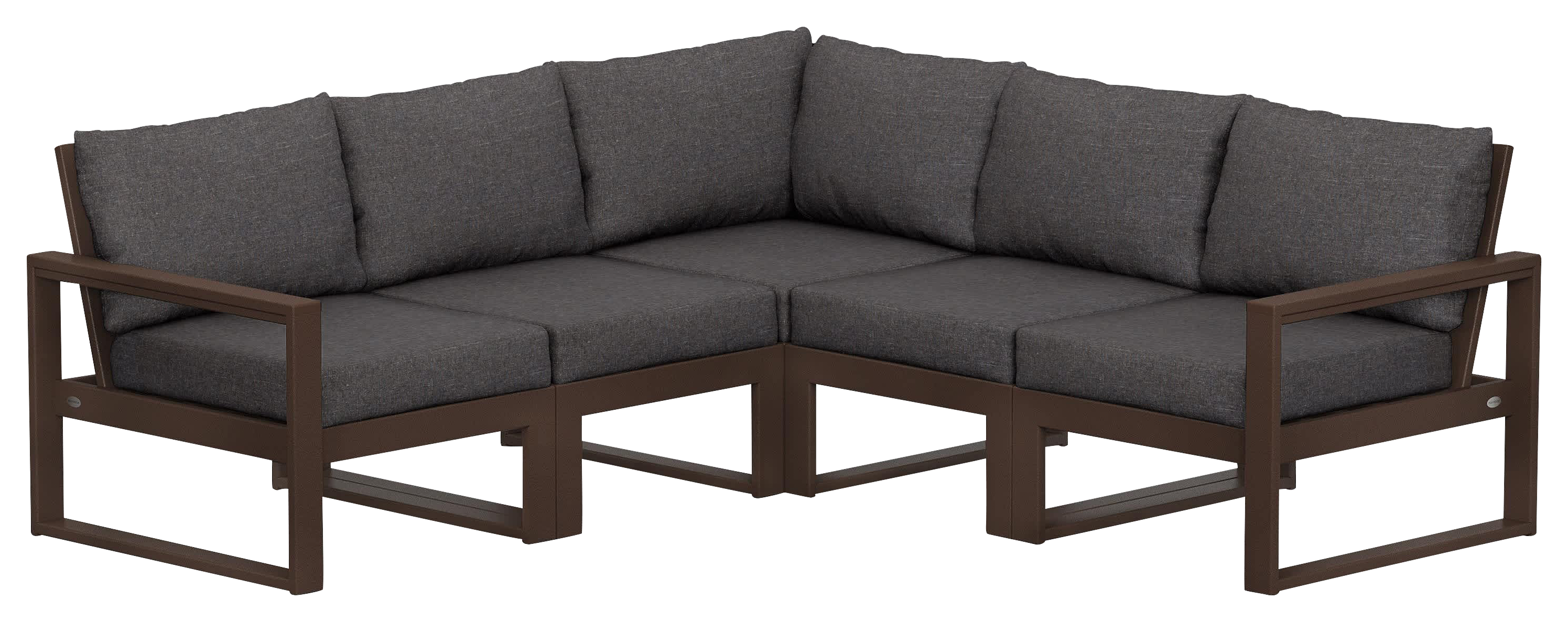 Image of POLYWOOD EDGE 5-Piece Modular Deep-Seating Set - Mahogany/Ash Charcoal