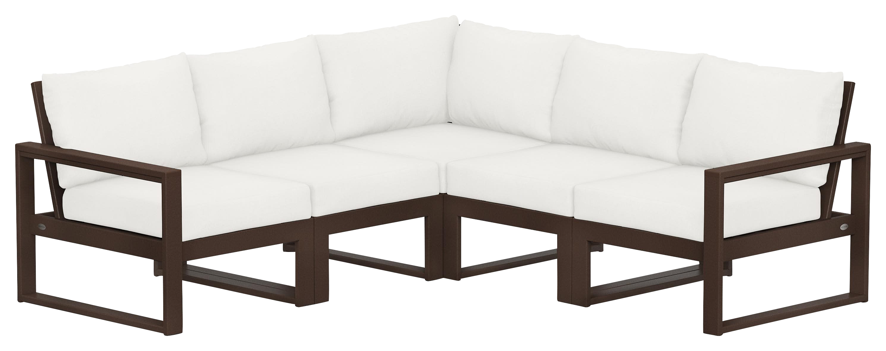 Image of POLYWOOD EDGE 5-Piece Modular Deep-Seating Set - Mahogany/Natural Linen