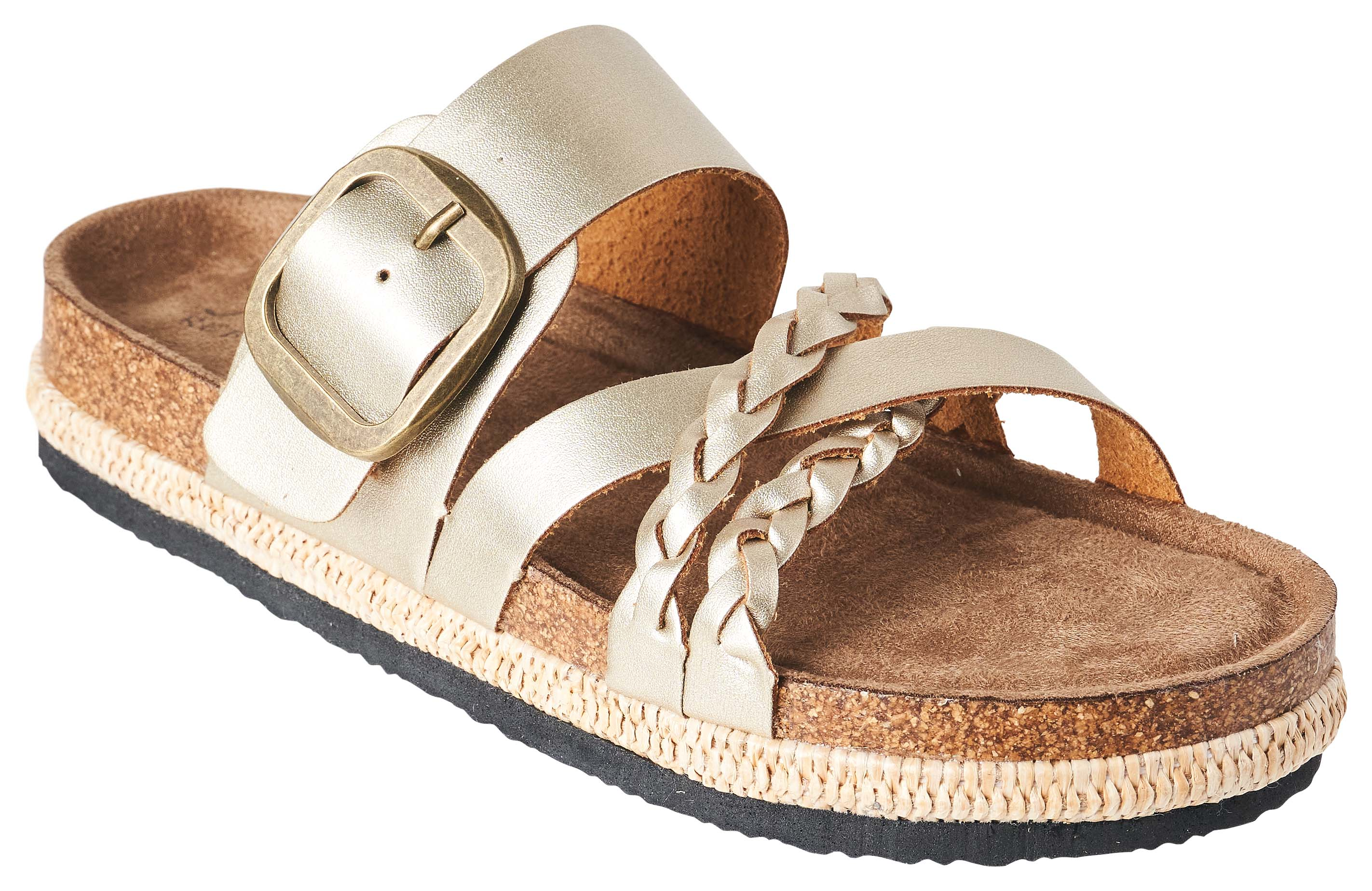 Image of Natural Reflections Gill Slip-On Sandals - Gold