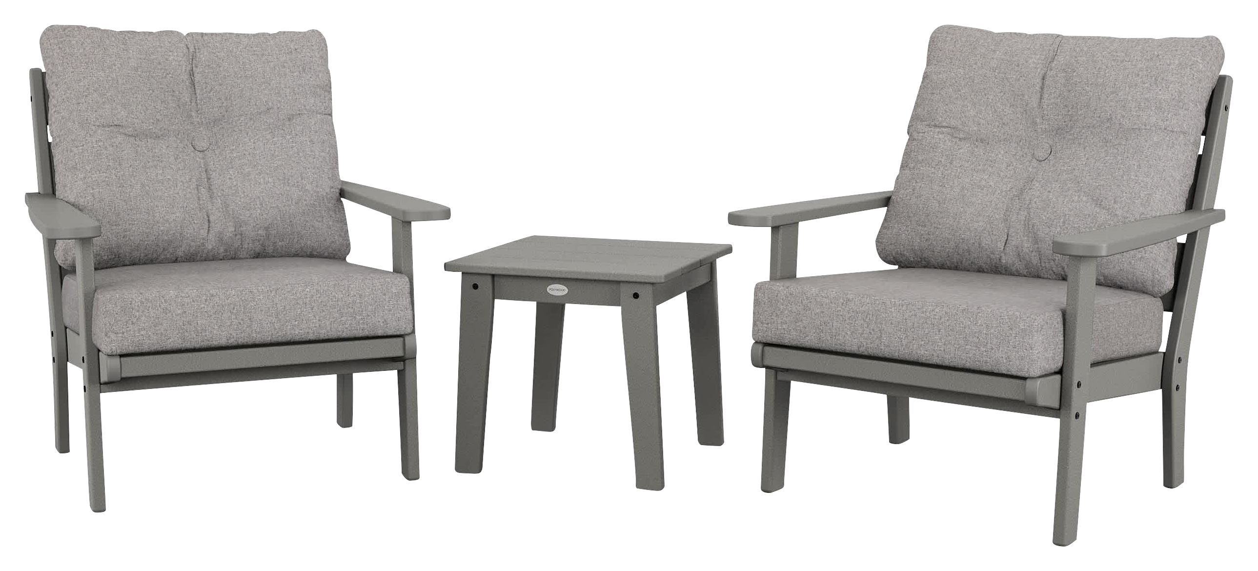 Image of POLYWOOD Lakeside 3-Piece Deep-Seating Chair Set - Slate Grey/Grey Mist