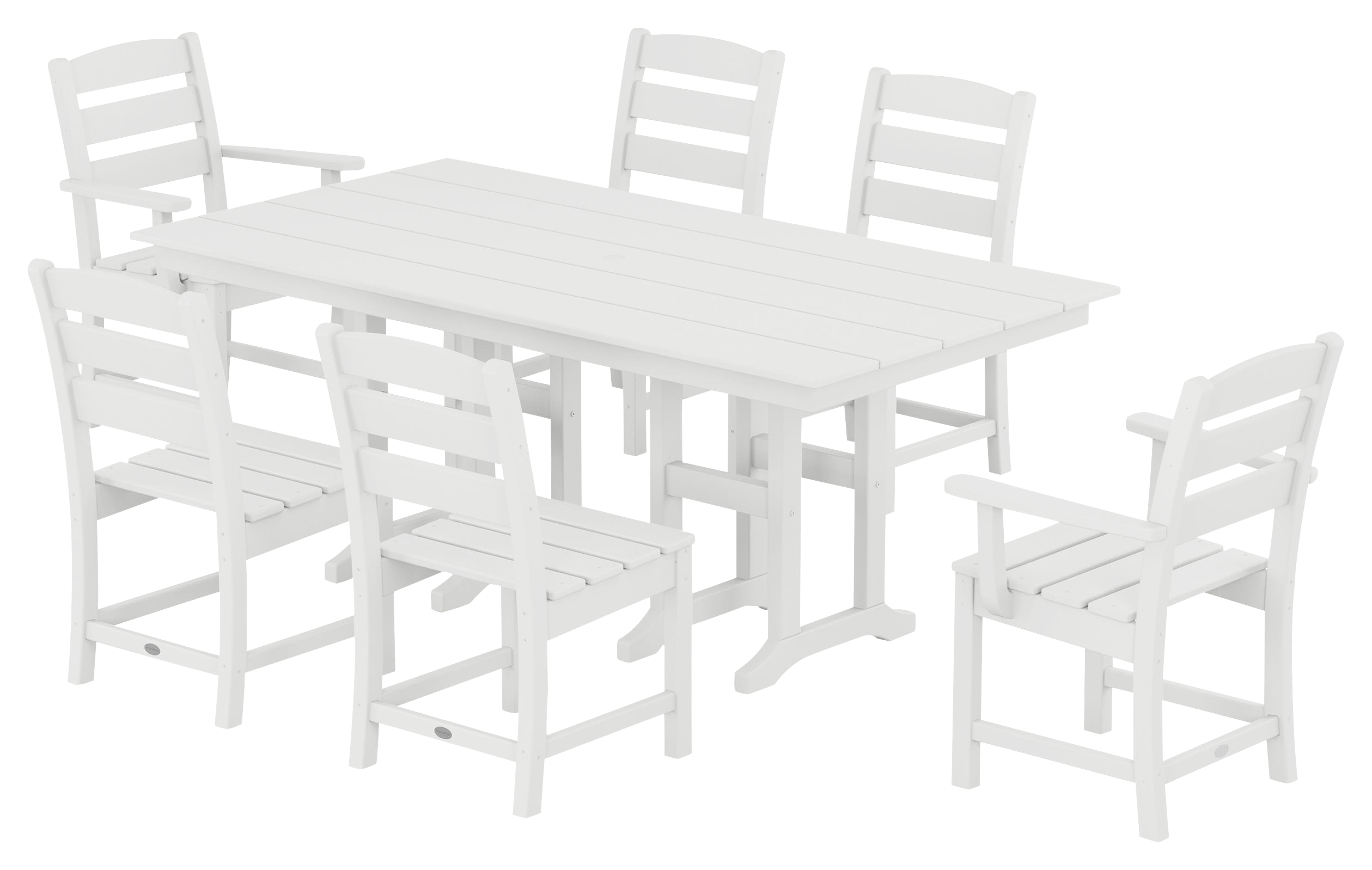 Image of POLYWOOD Lakeside 7-Piece Farmhouse Dining Set - White