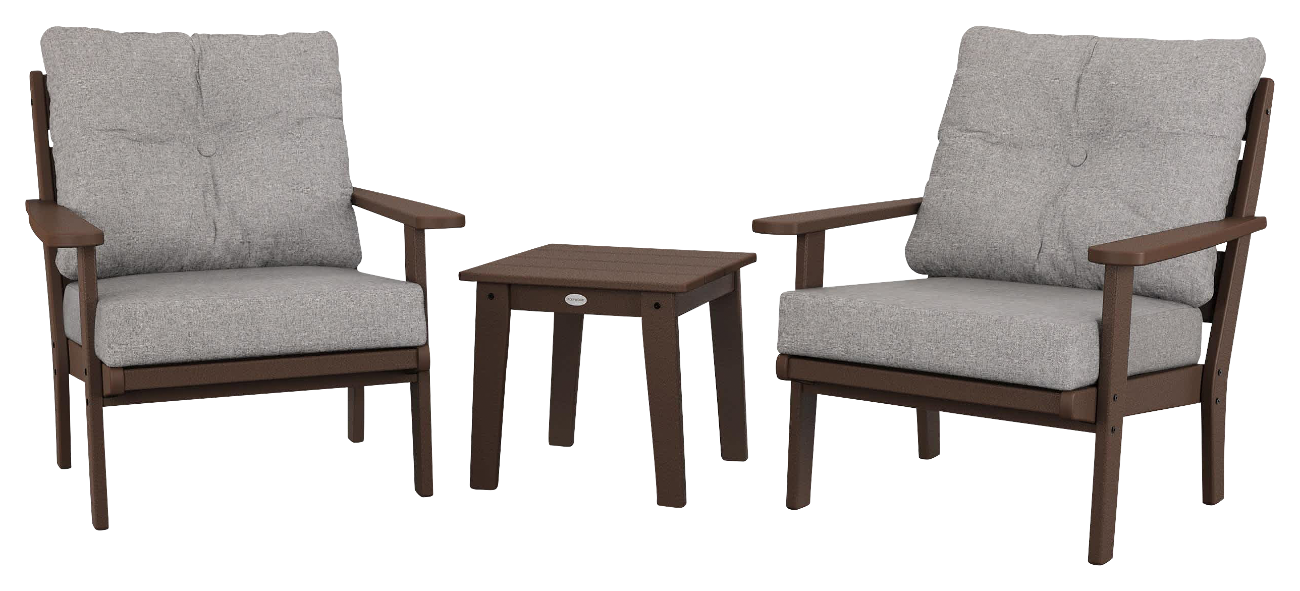 Image of POLYWOOD Lakeside 3-Piece Deep-Seating Chair Set - Mahogany/Grey Mist