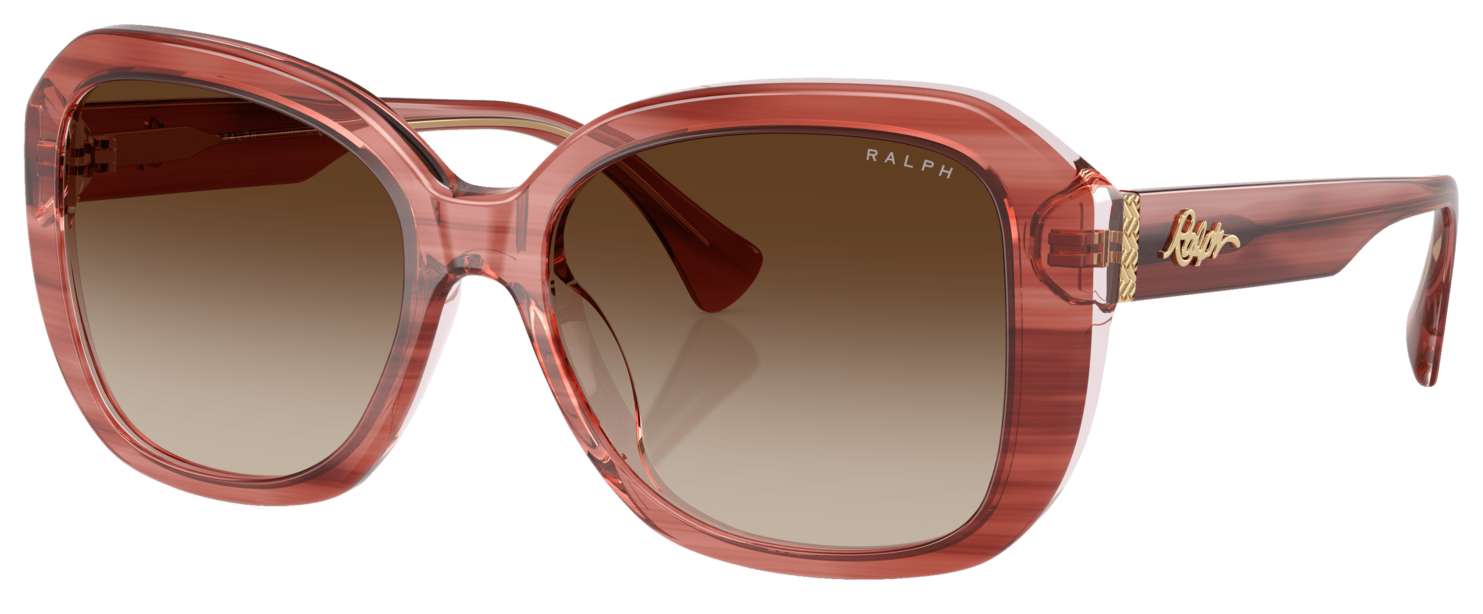 Image of Ralph RA5321U Sunglasses for Ladies - Shiny Milky Red/Demi Pink/Brown Gradient - Large