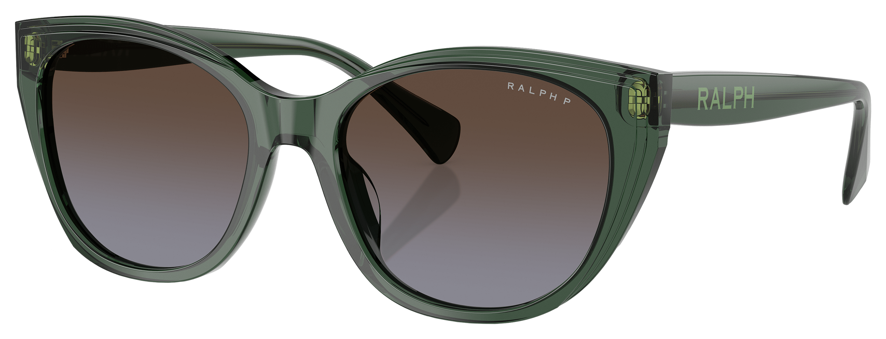 Image of Ralph RA5324U Polarized Sunglasses for Ladies - Shiny Transparent Green/Brown Gradient - Large