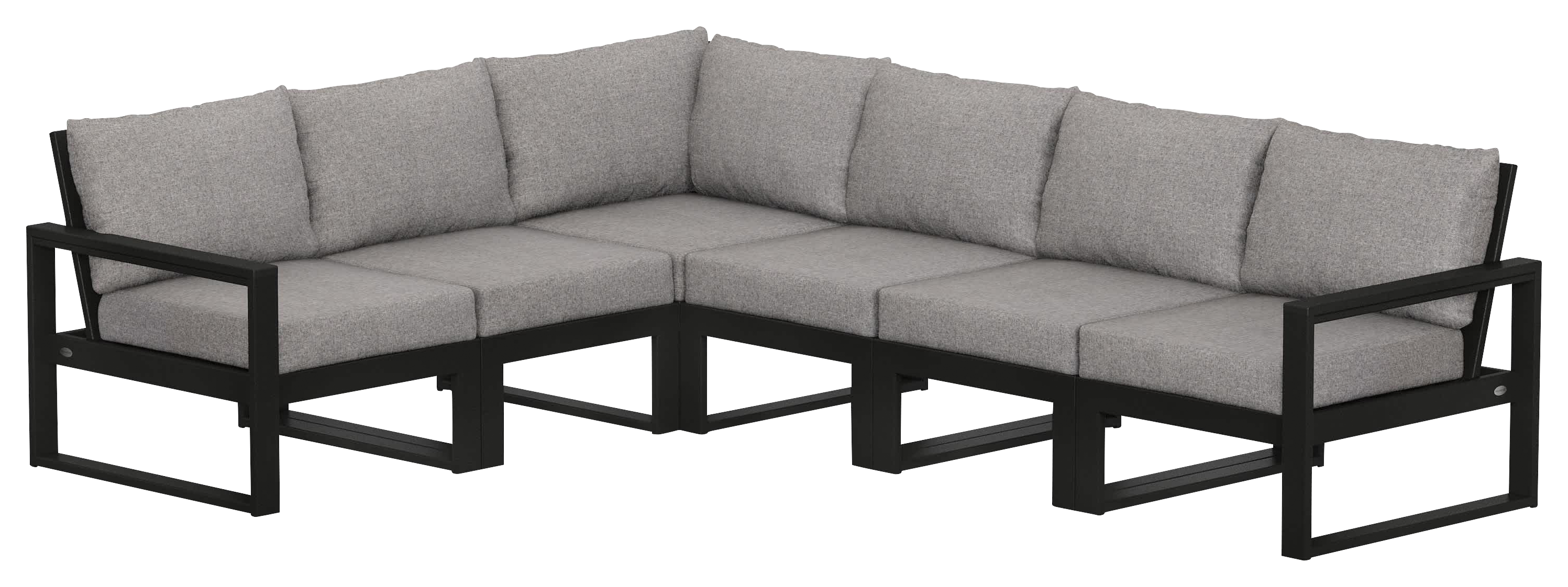 Image of POLYWOOD EDGE 6-Piece Modular Deep-Seating Set - Black/Grey Mist