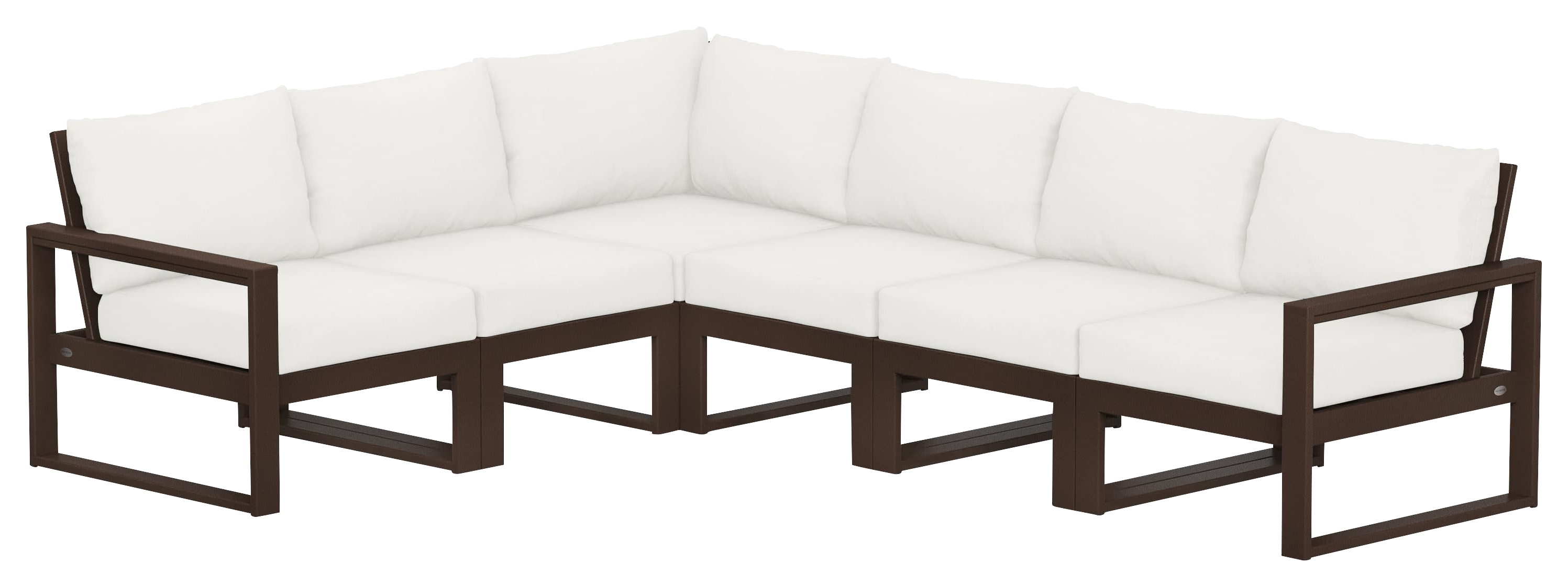 Image of POLYWOOD EDGE 6-Piece Modular Deep-Seating Set - Mahogany/Natural Linen